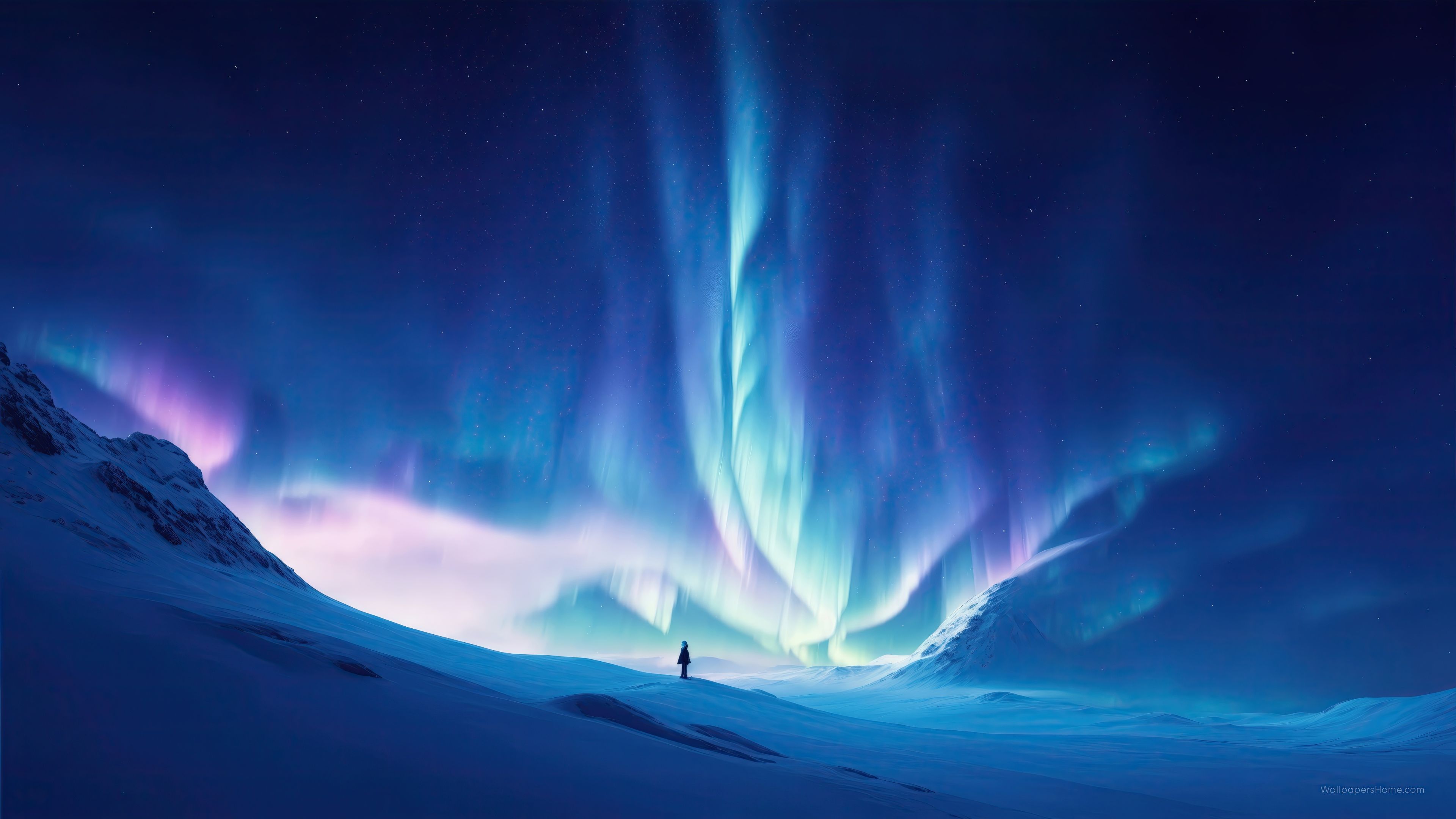 3840x2160 Aurora Wallpaper 4K light, Starry night