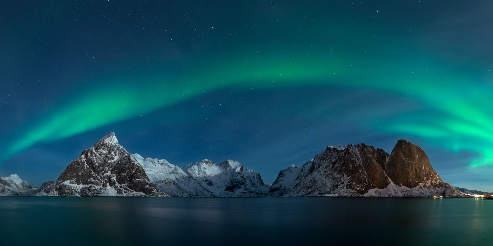 1600x800 Northern Lights Above Lofoten Islands In Winter Photo Print. Prints By Joseph C. Filer