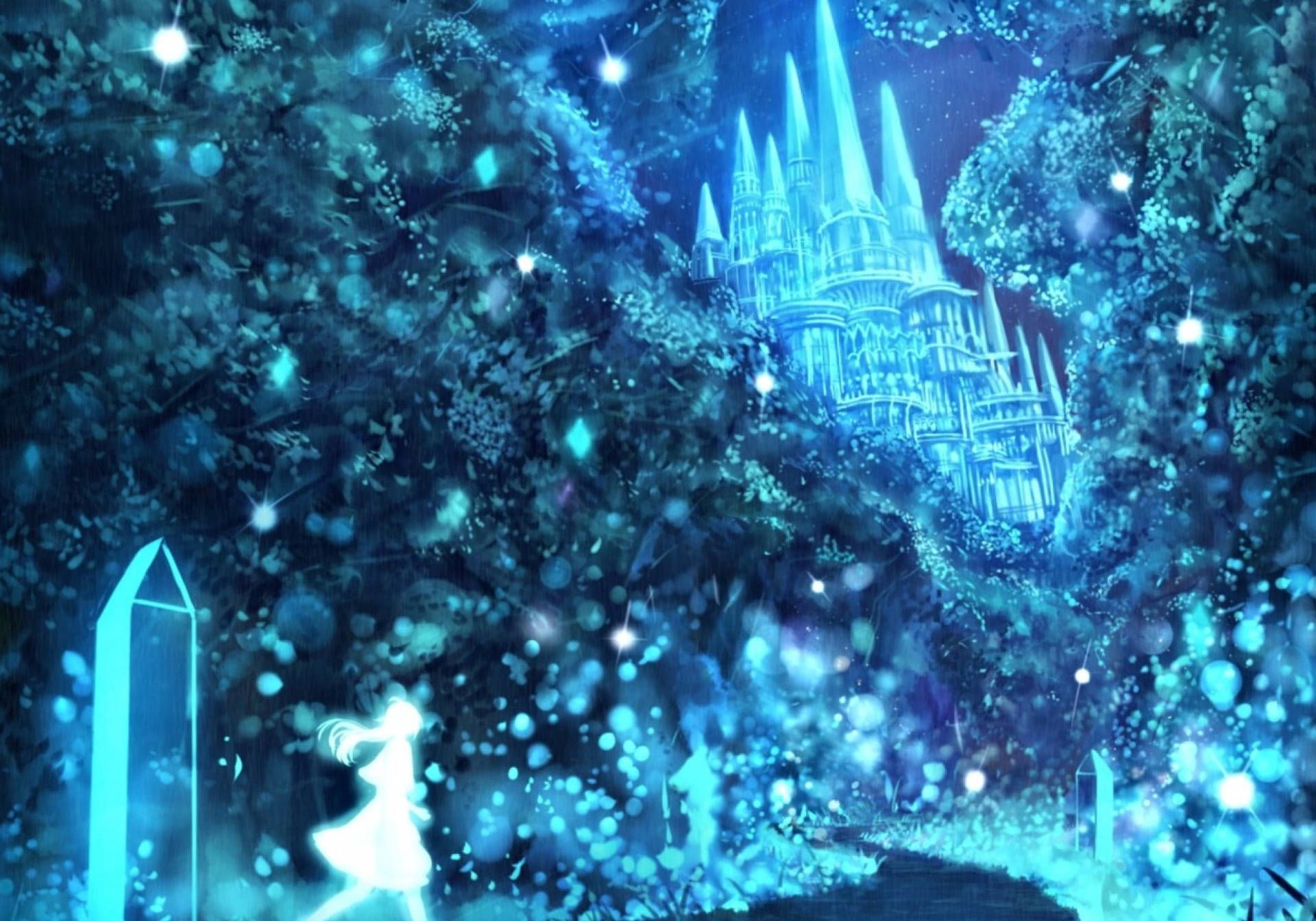 1920x1344 Download Fantasy Blue Frozen Castle Wallpaper