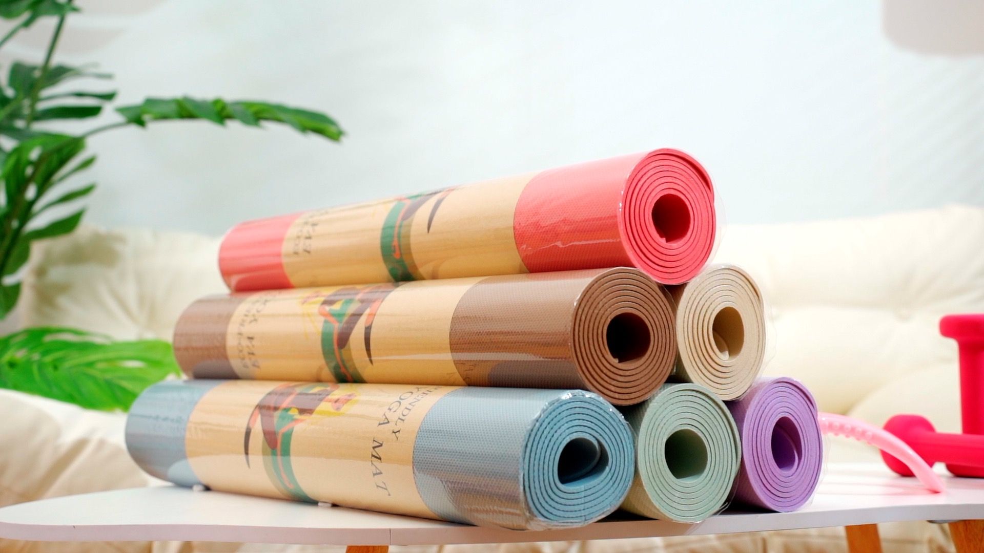 1920x1080 Timgle 24 Pack 68 x 24 Yoga Mat Bulk, 4mm Thick Extra Long Sports Mat Anti Slip Tear Resistant Yoga Exercise Set for Fitness Stretching Home Workout Gym and Studio(Light Color), Mats