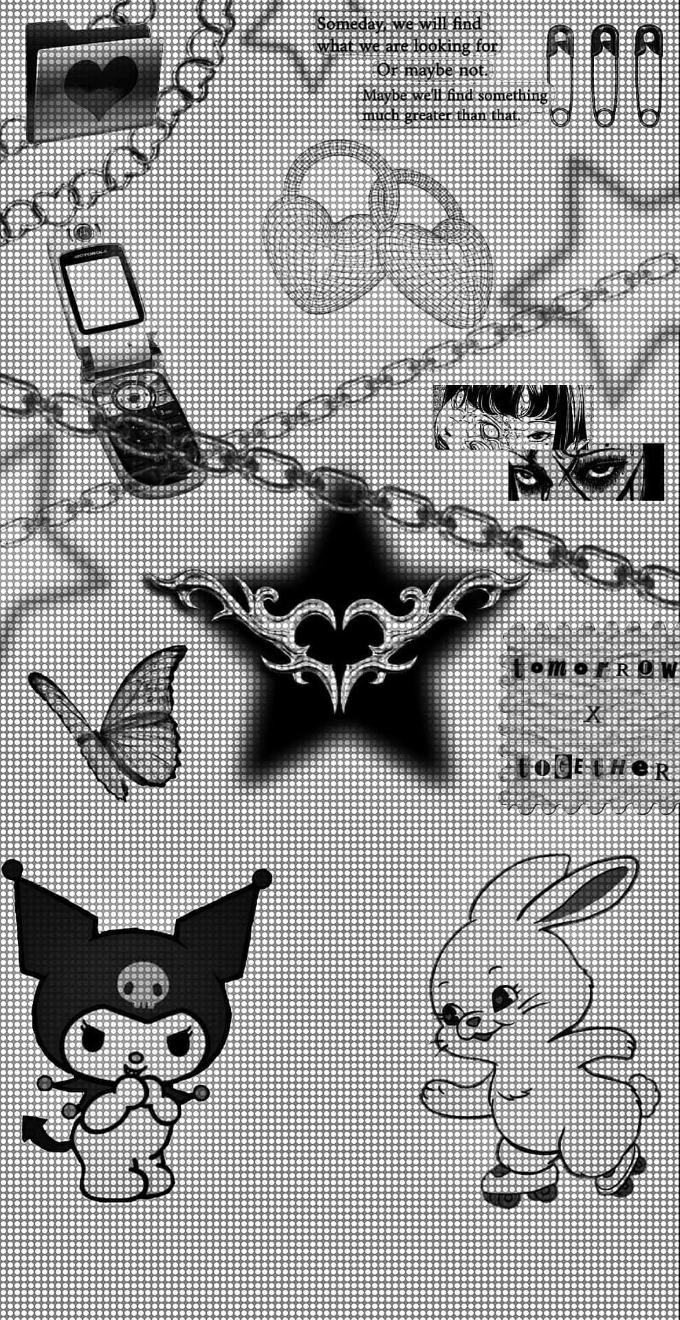 989x1920 Black Y2k Aesthetic Wallpaper