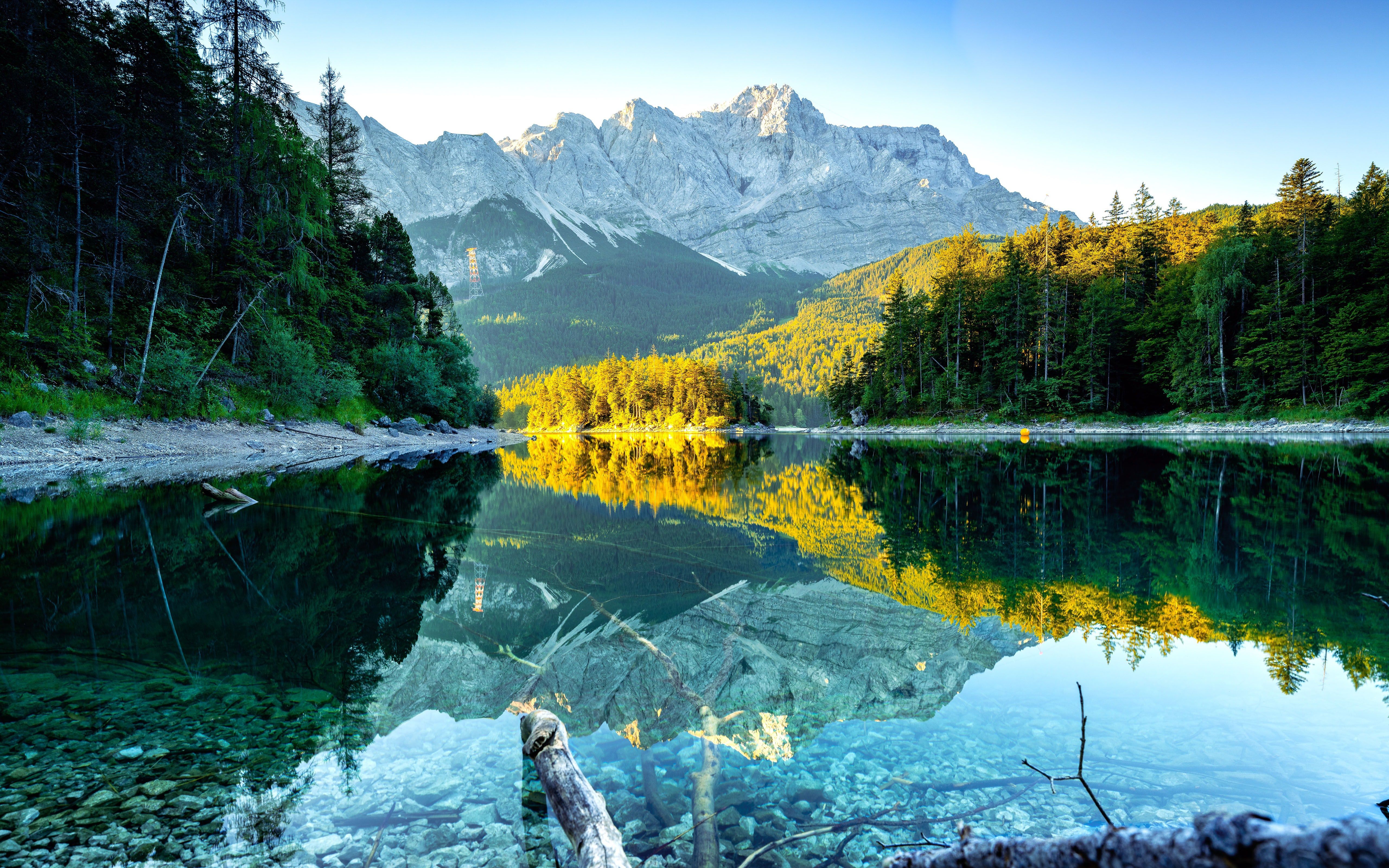 5120x3200 Wallpaper jungle, lake, sunrise, Bavaria, Valley, Eibsee for mobile and desktop, section природа, resolution 5120x3200