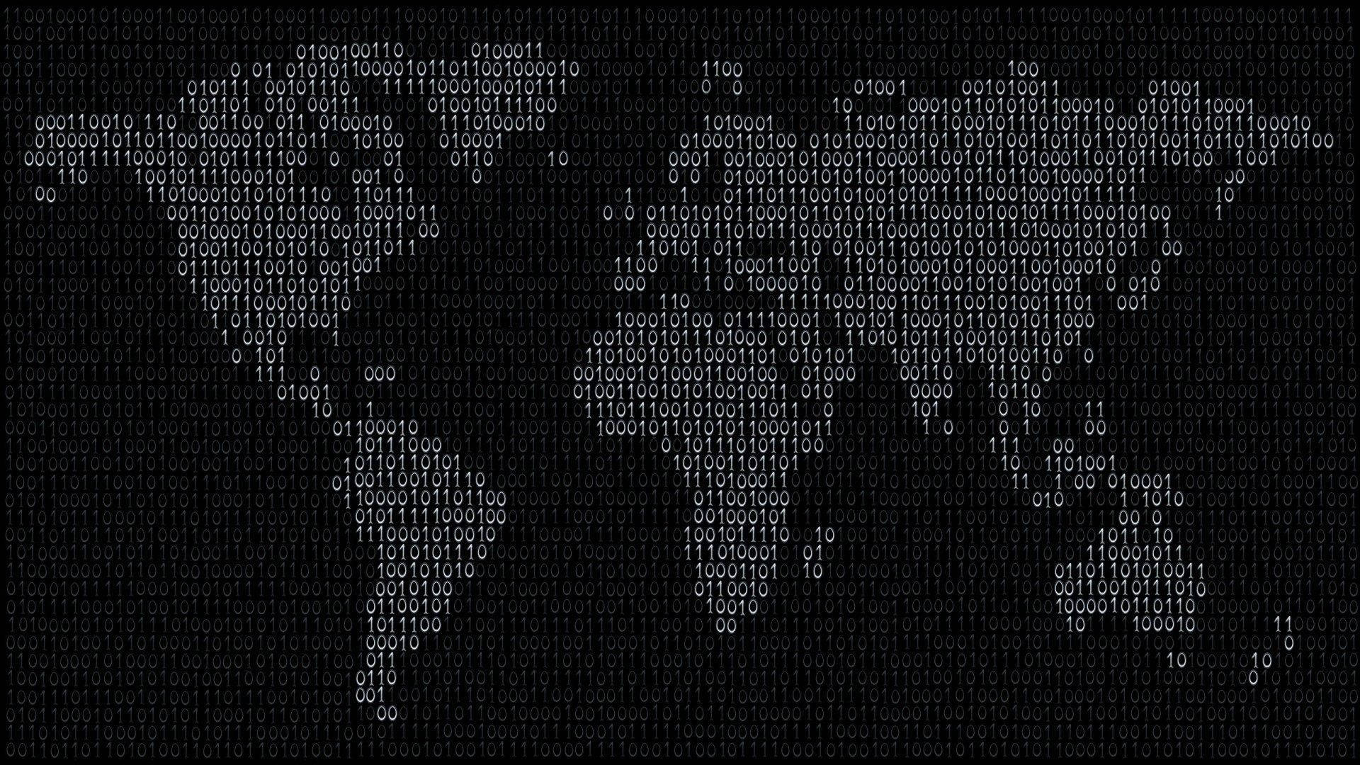 1920x1080 Download Binary Coding World Map Wallpaper