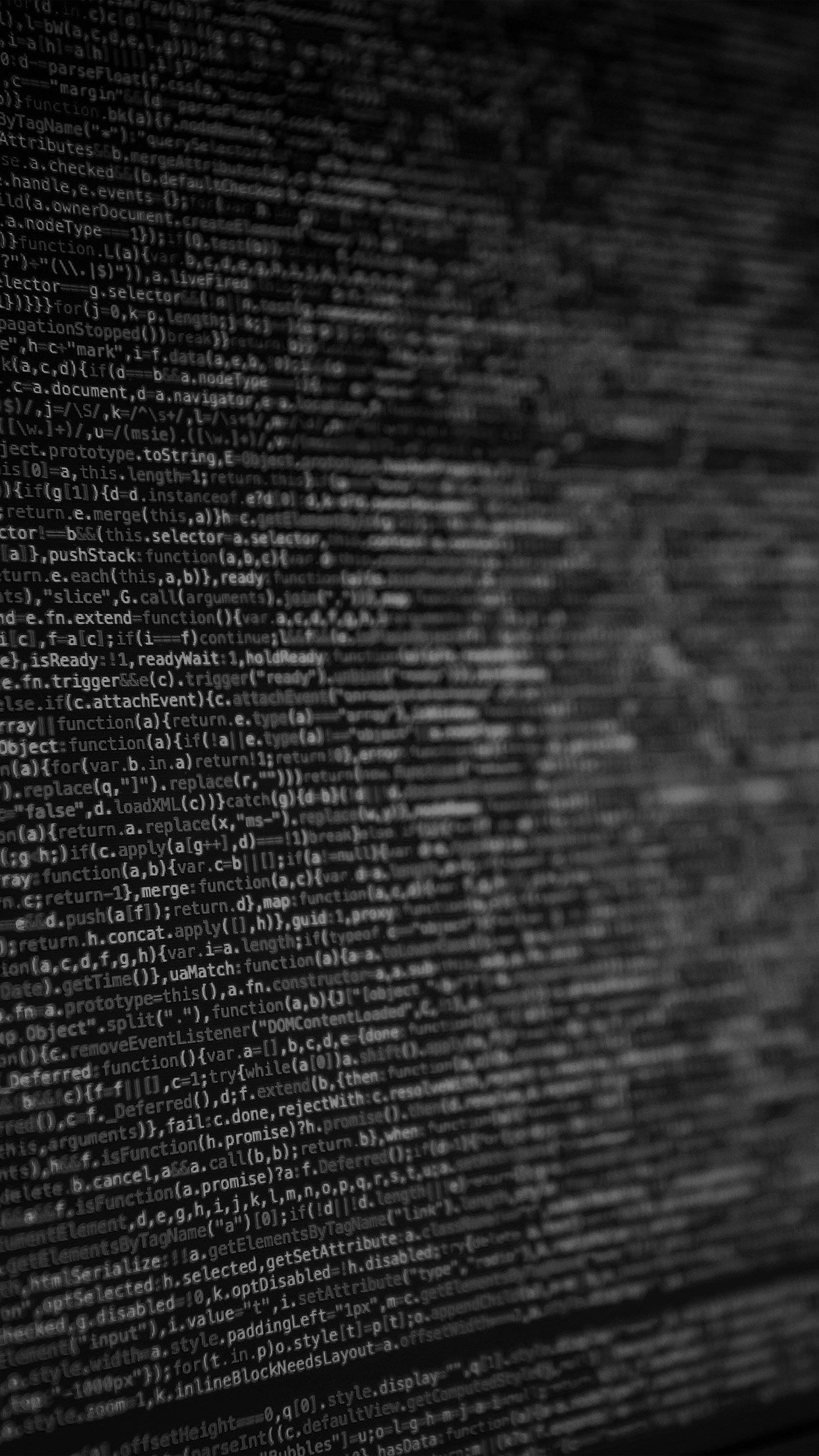 1242x2208 coding screen digital art dark bw