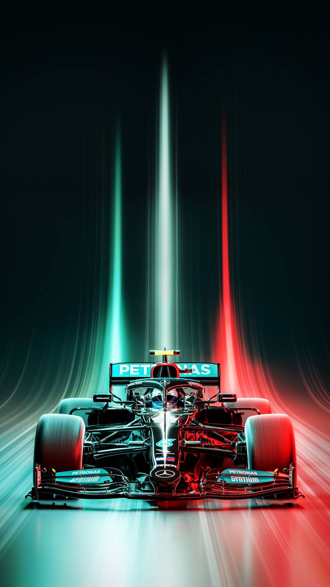 1081x1920 Download A Mercedes F1 Car Driving Through A Dark Tunnel Wallpaper