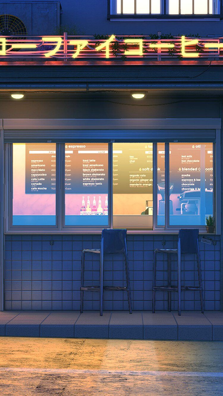 750x1334 iPhone X wallpaper. art lofi cafe drawing paint