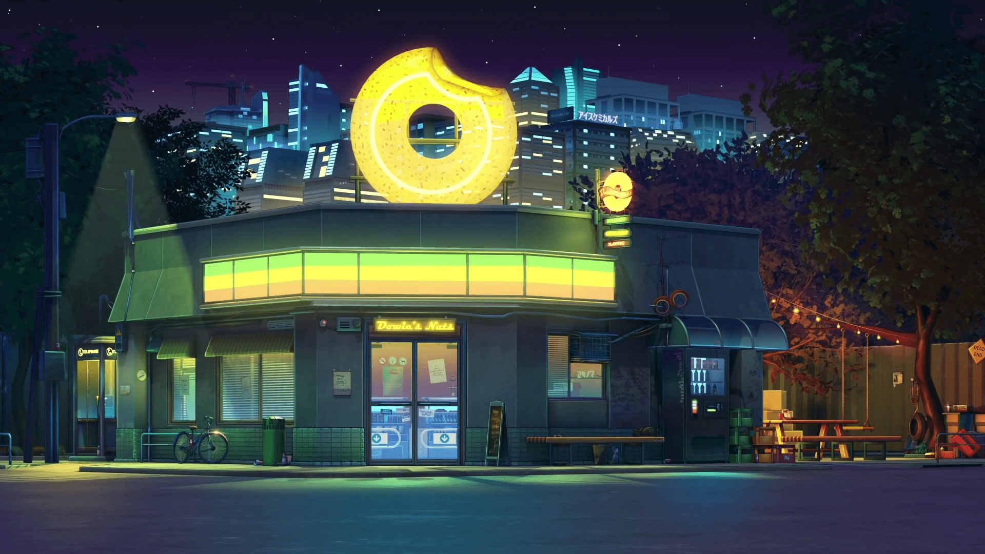 1920x1080 Donut Shop [Lofi JazzHop Sleepy Vibes] Live Wallpaper
