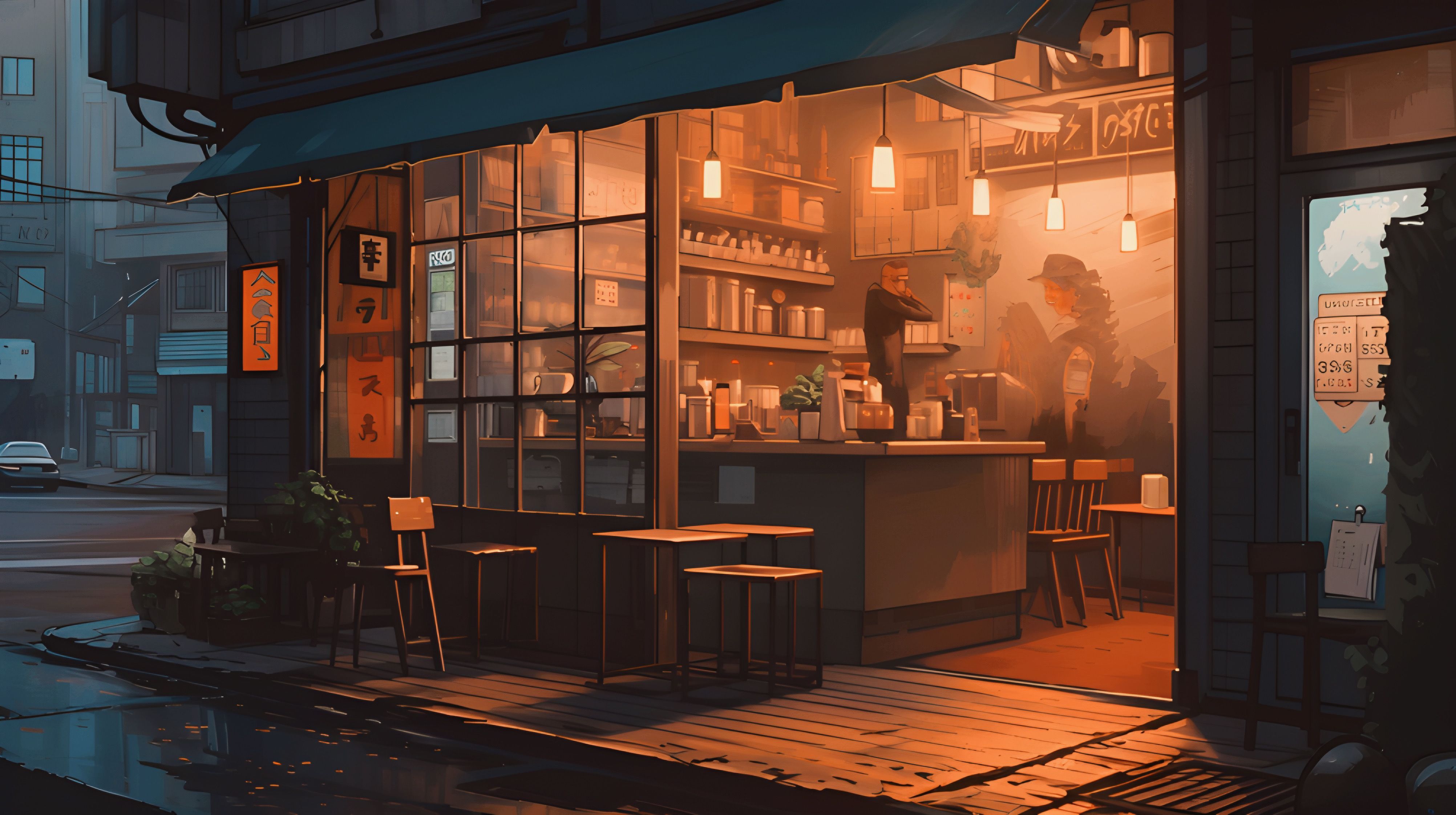 4008x2244 Japanese Cafe Wallpaper