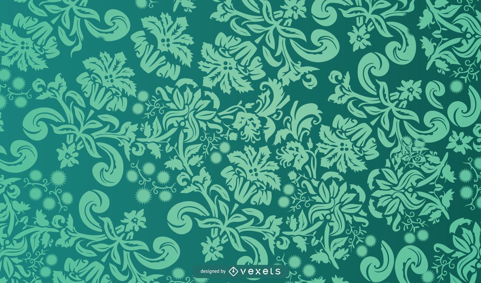 1600x941 Floral Flourish Green Background Vector Download