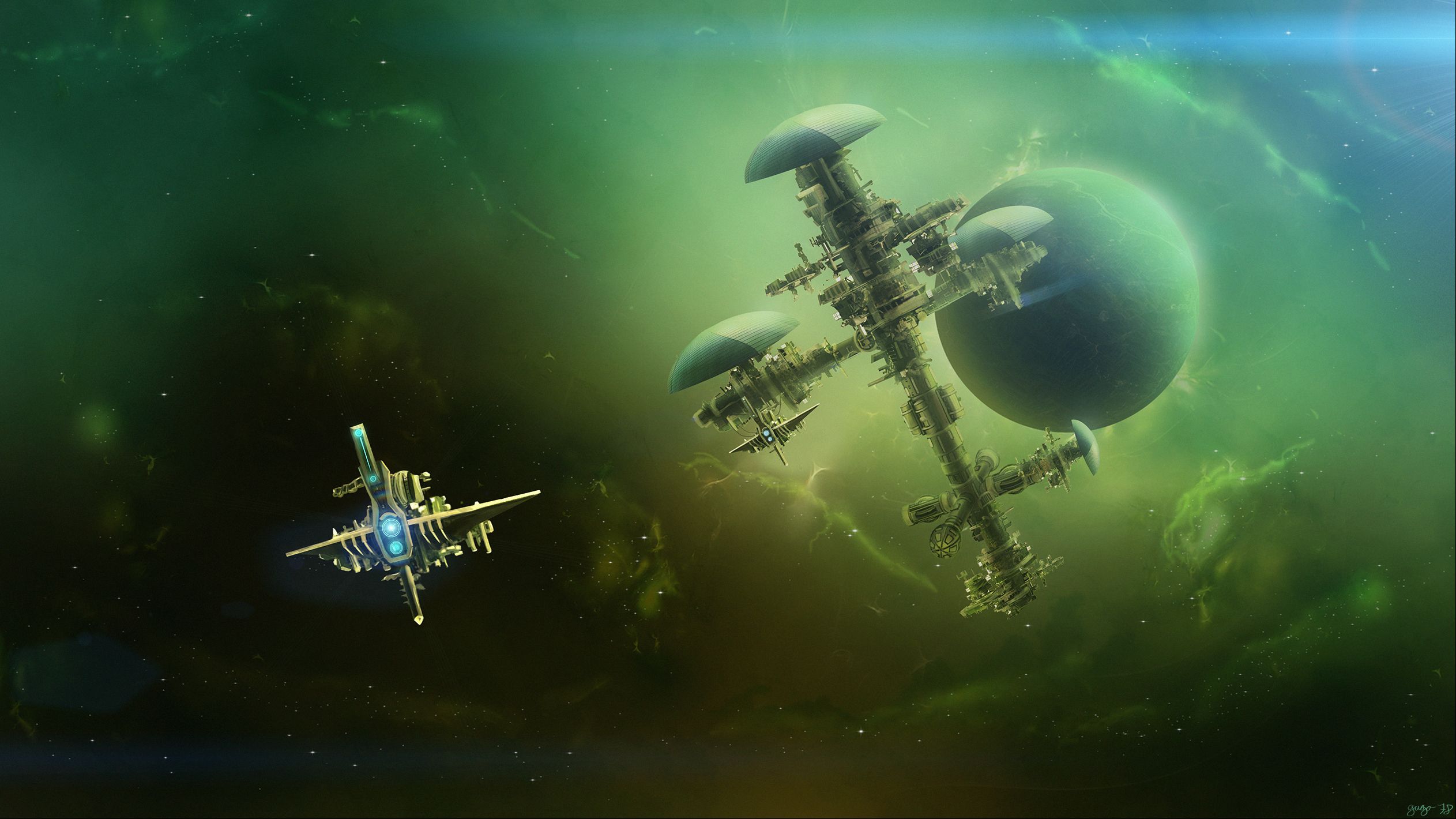 2525x1420 Phone wallpaper: Space Station, Sci Fi, Planet, Space, Spaceship 736047