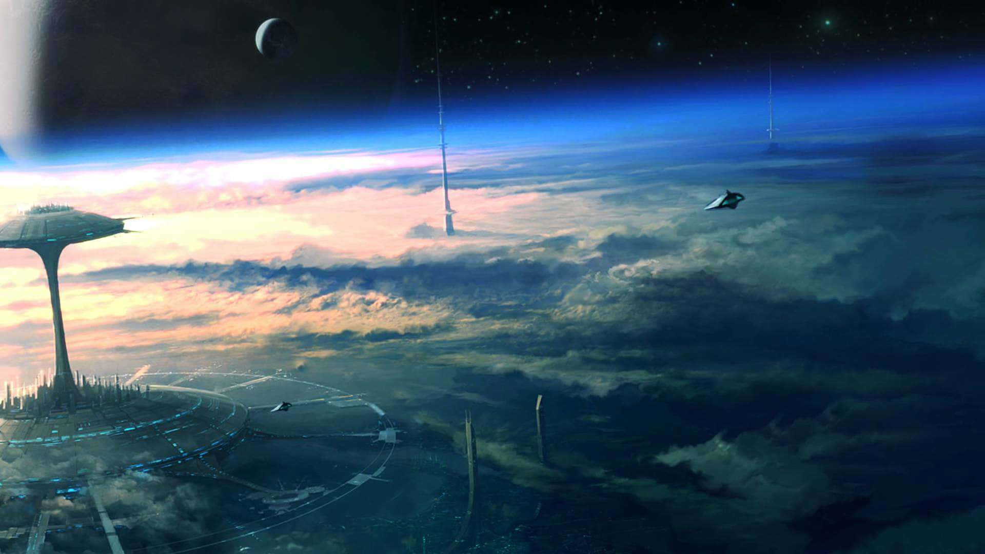 1920x1080 Download Future Space Station Sapceship Desktop Wallpaper