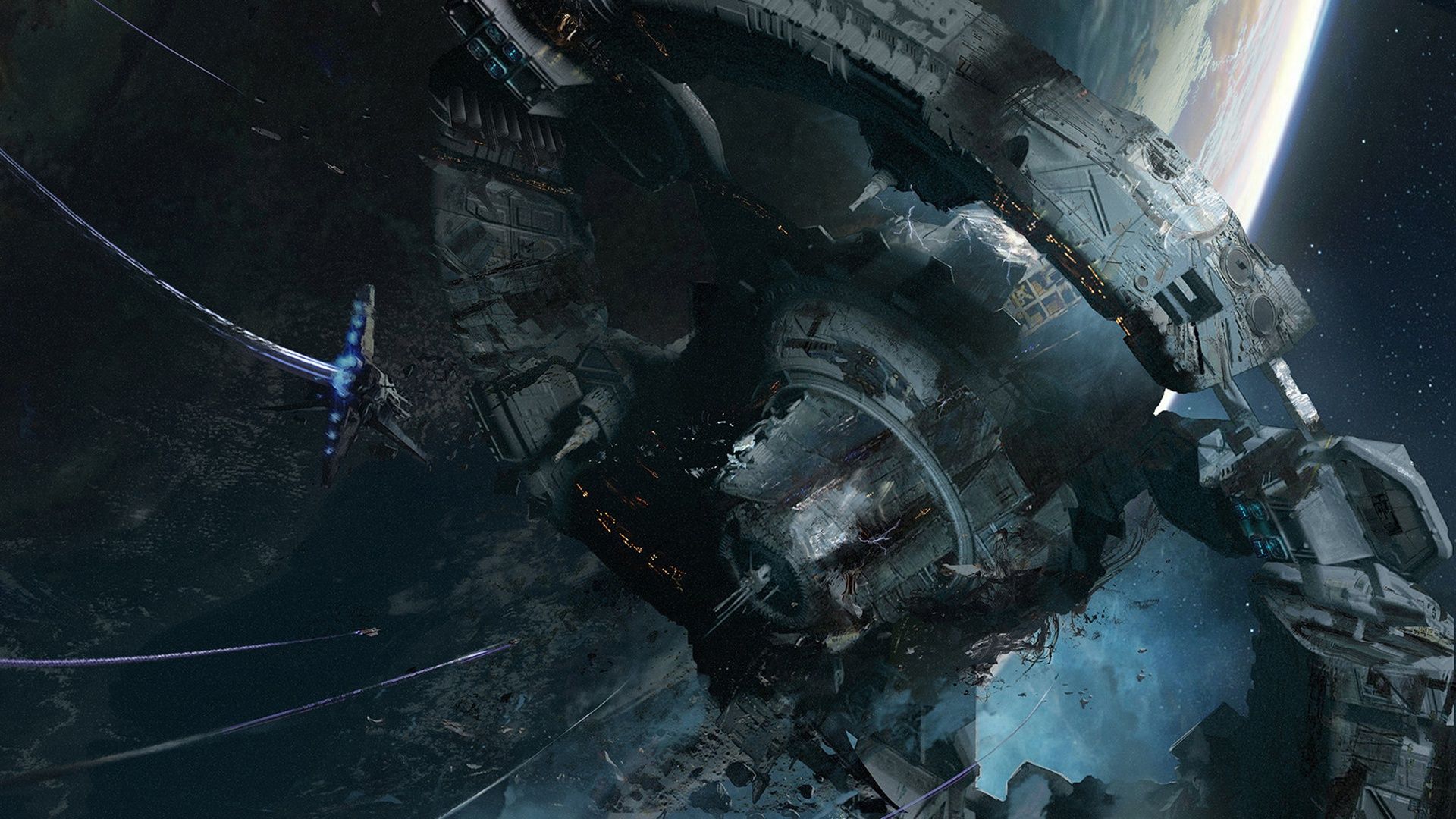 1920x1080 Desktop wallpaper: Space Station, Sci Fi, Space, Spaceship 4K free download for PC. 972881