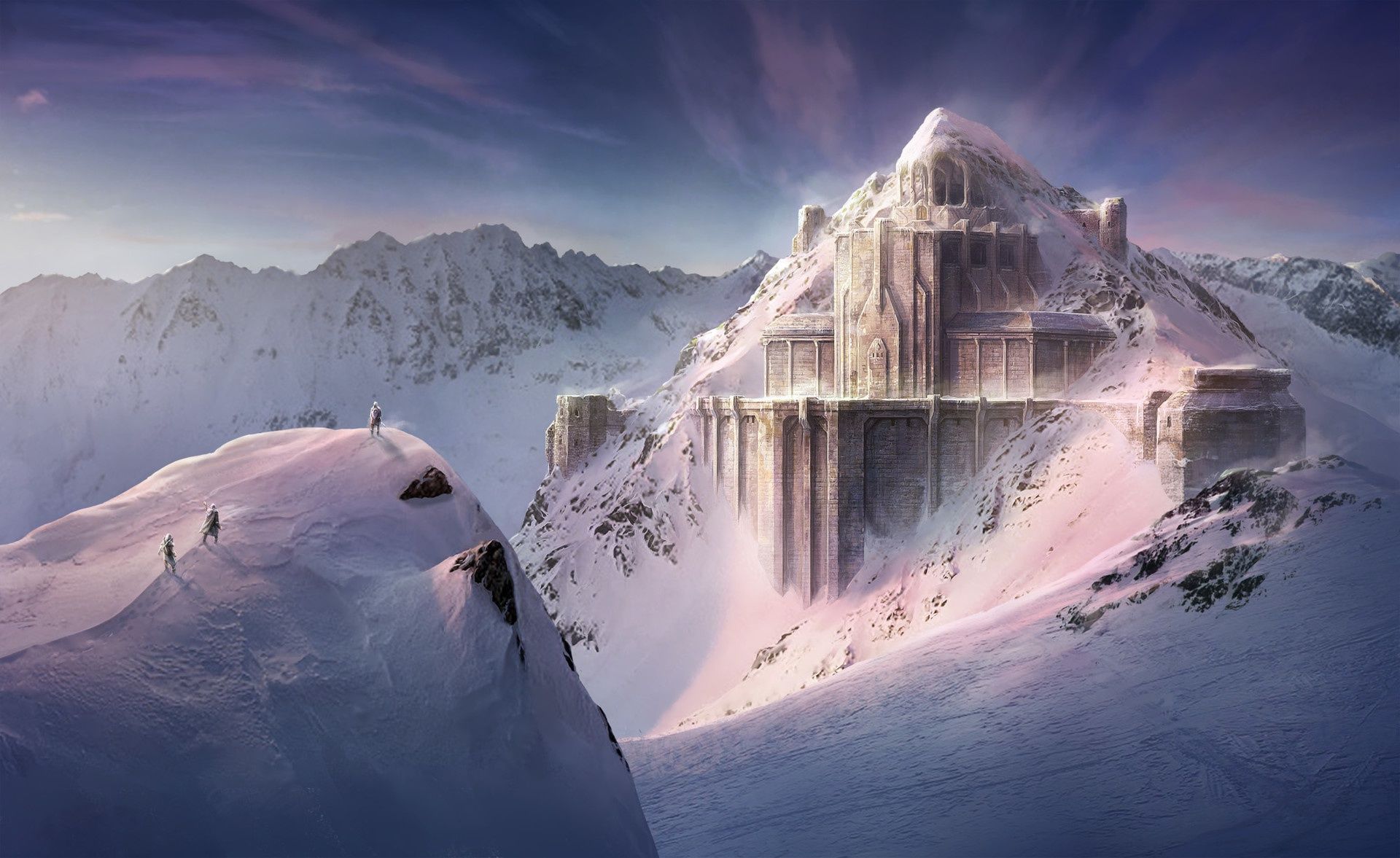 1920x1177 Wallpaper snow, mountains, construction, The Lord of the Rings, Dwarven Fortress for mobile and desktop, section рендеринг, resolution 1920x1177