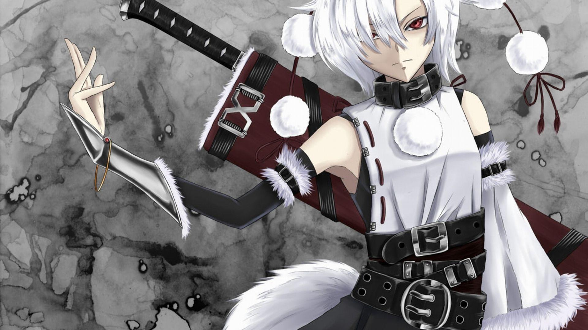 1920x1080 Free download Badass Inubashiri Momiji Hats Girls With Swords Wolf