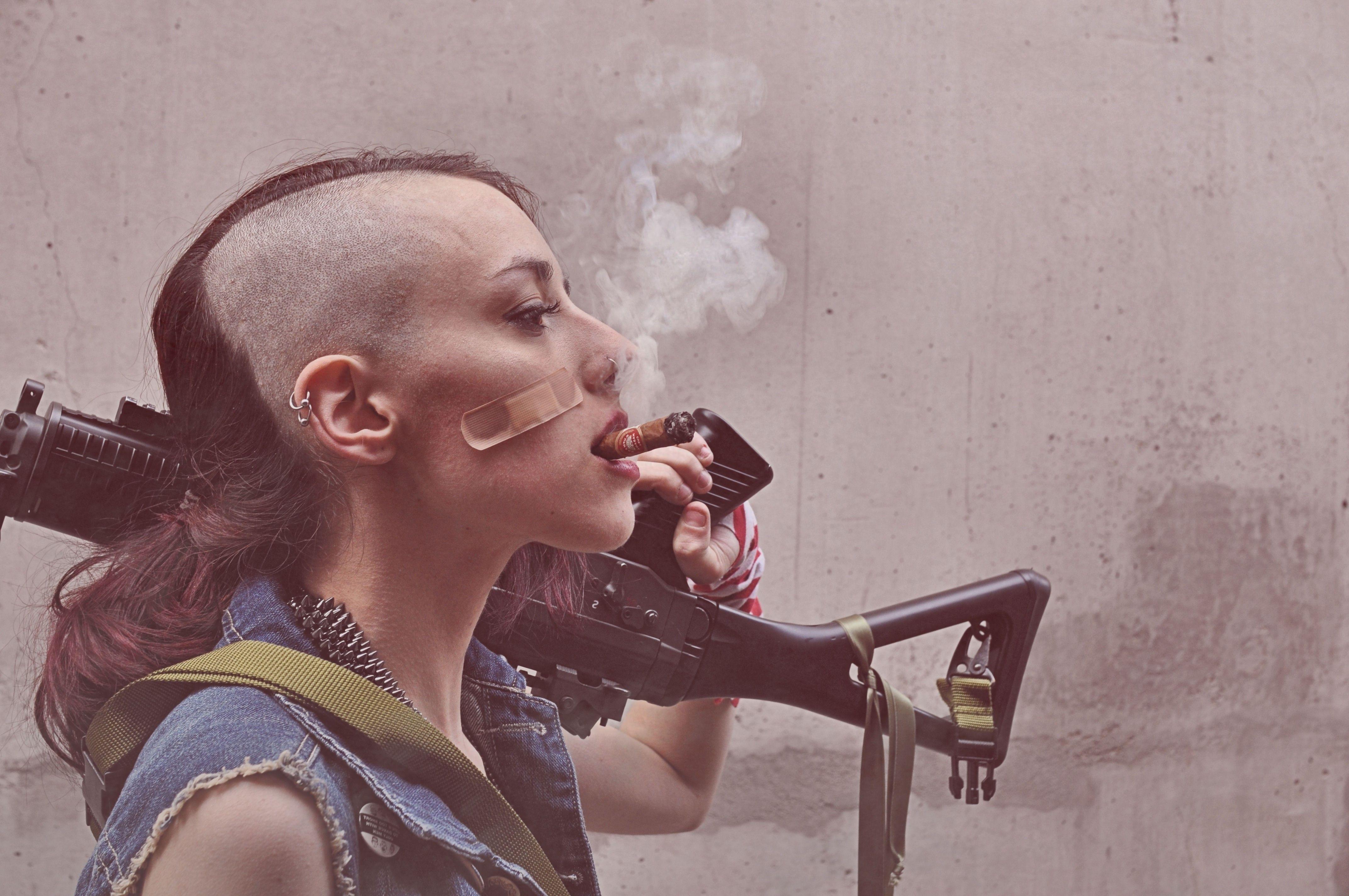 4288x2848 Tank Girl, Cosplay, Badass, Danger, Nose Rings, Gun, Machine Gun