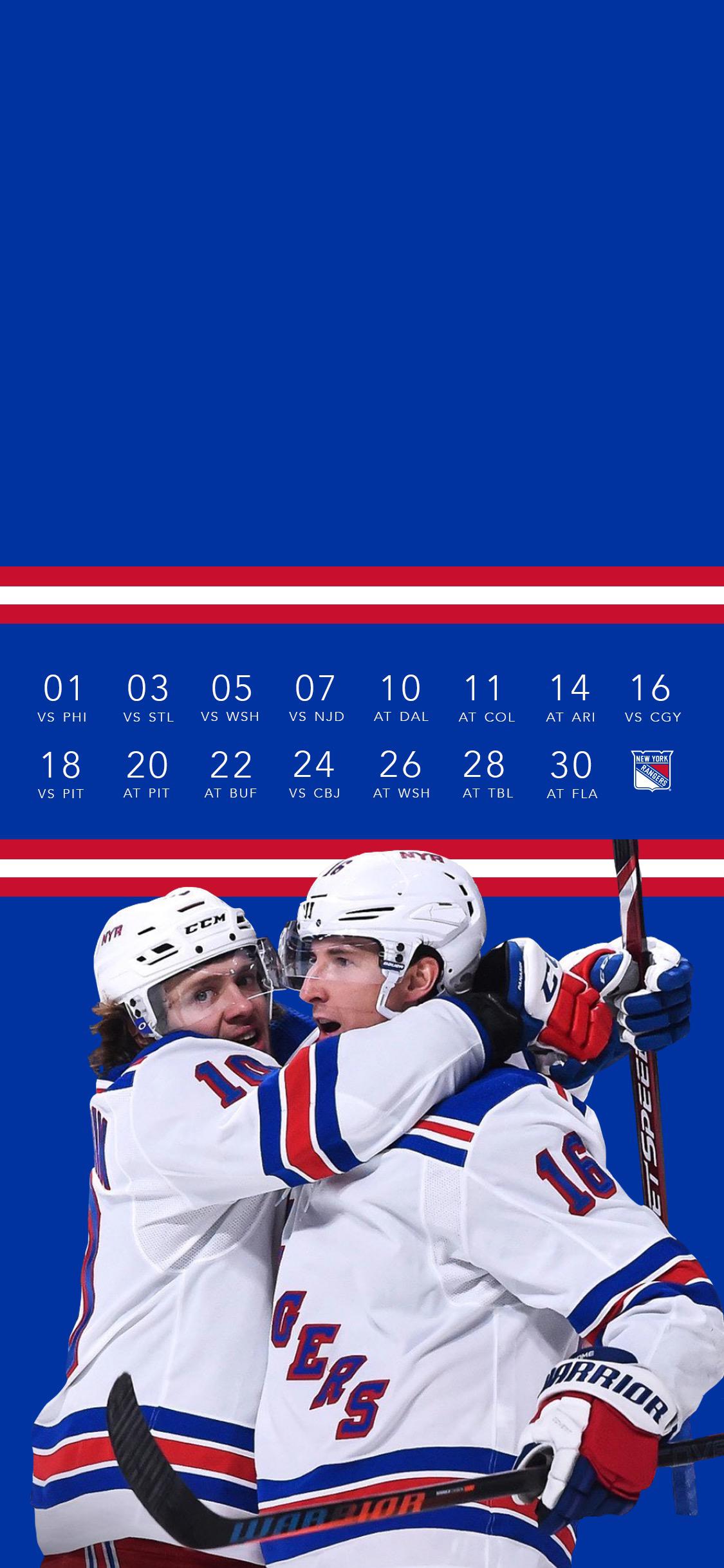 1125x2436 Here's Your March Schedule Wallpaper Featuring Artemi Panarin & Ryan Strome Hugging It Out