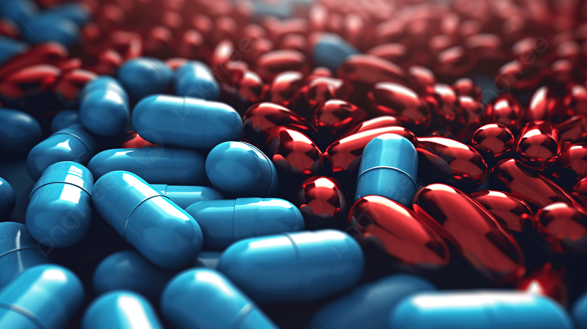 1200x673 Visualization Of Antibiotic And Healing Capsules On Blue And Red Background Medical Symbolism In 3D Rendering, Medicine Tablet, Antibiotic, Medicine Pills Background Image And Wallpaper for Free Download