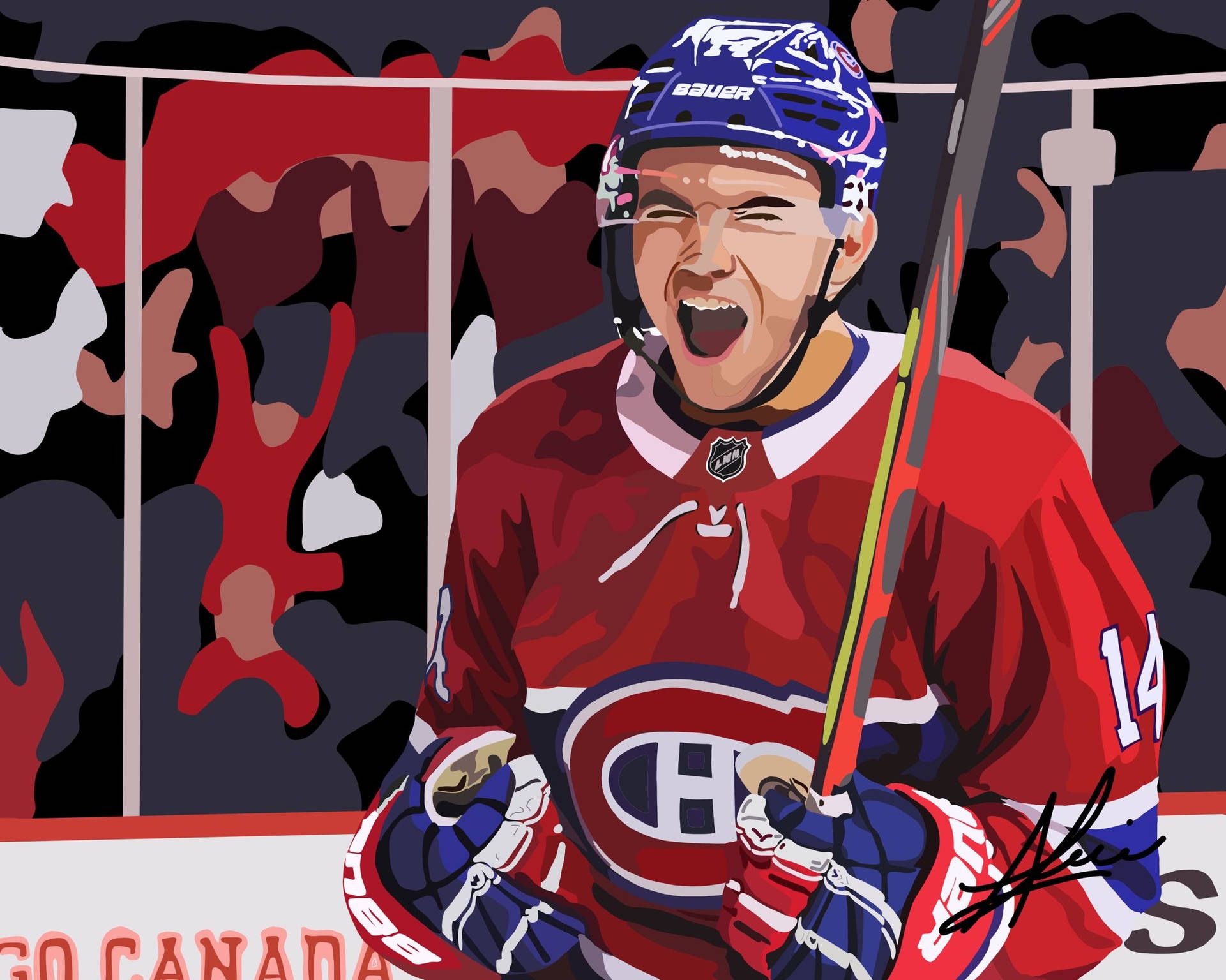 1920x1536 Download Montreal Canadiens Nick Suzuki Vector Art Wallpaper