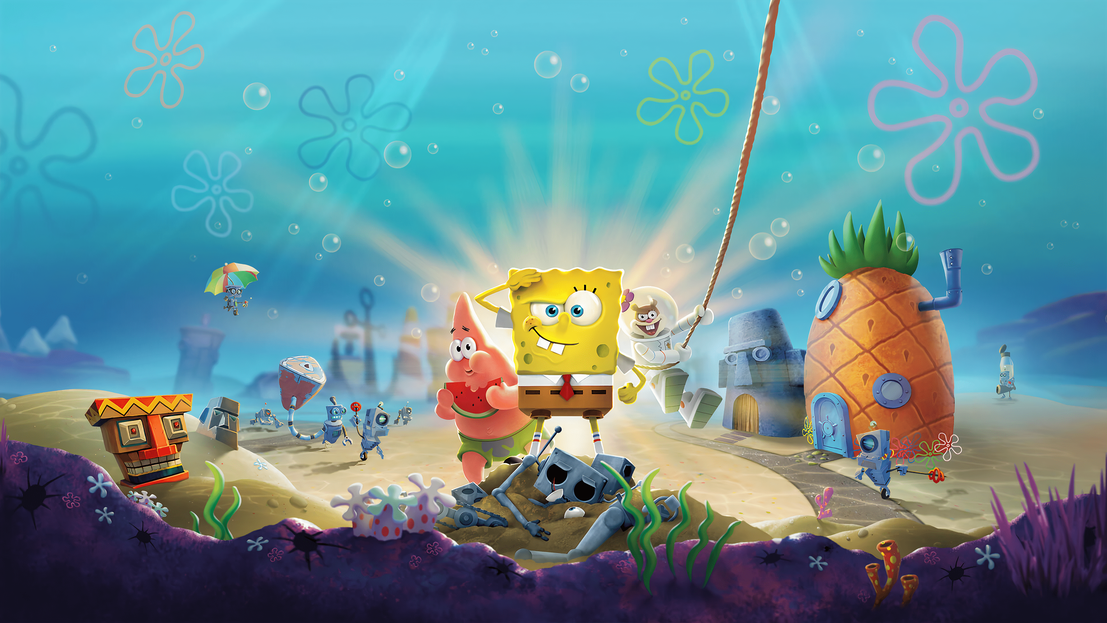 3840x2160 SpongeBob & Patrick's Ultimate 4K Battle for Bikini Bottom Adventure Wallpaperx2160