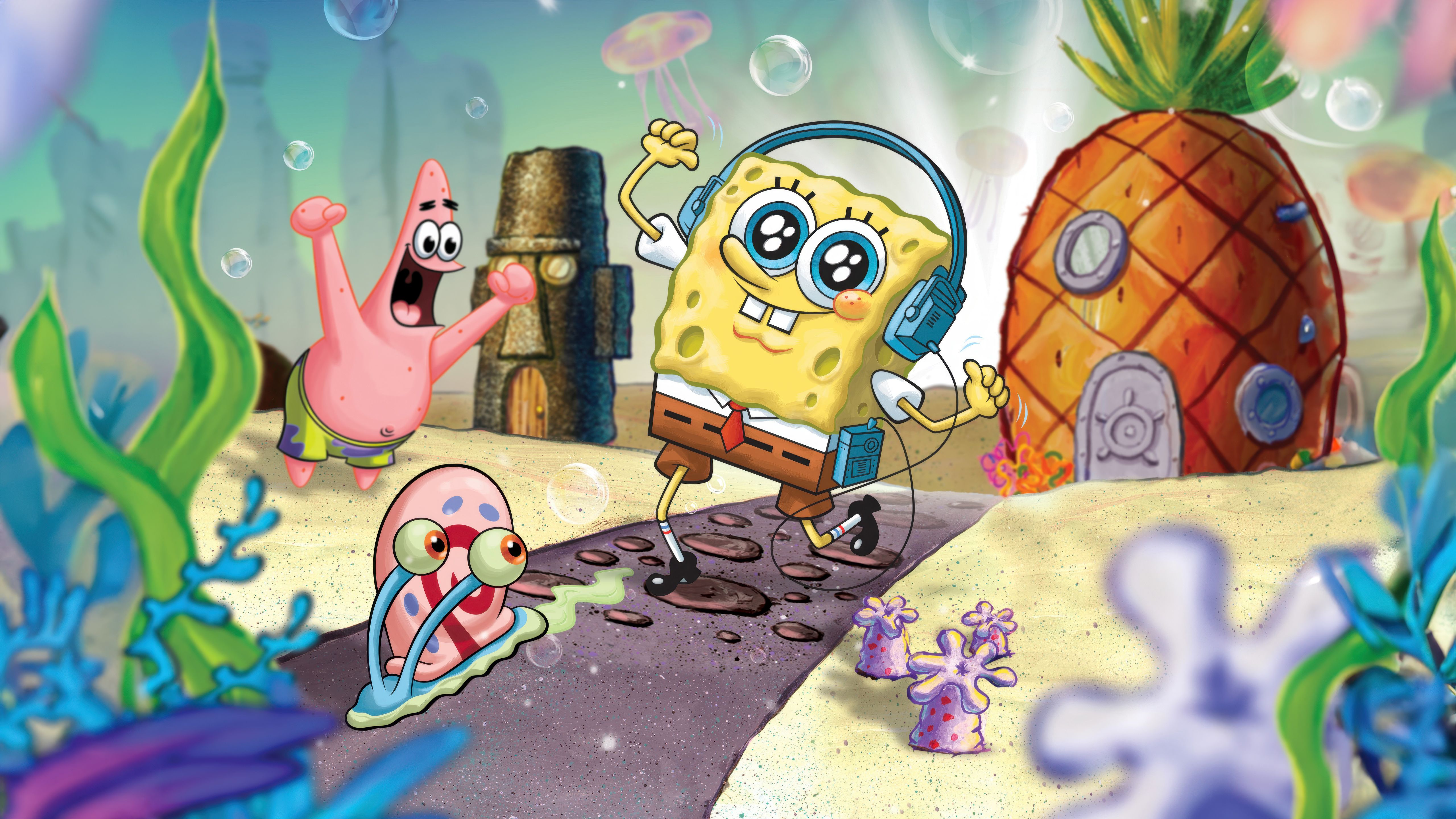 5120x2880 SpongeBob SquarePants Wallpaper 4K, Comedy, Funny, Cartoon