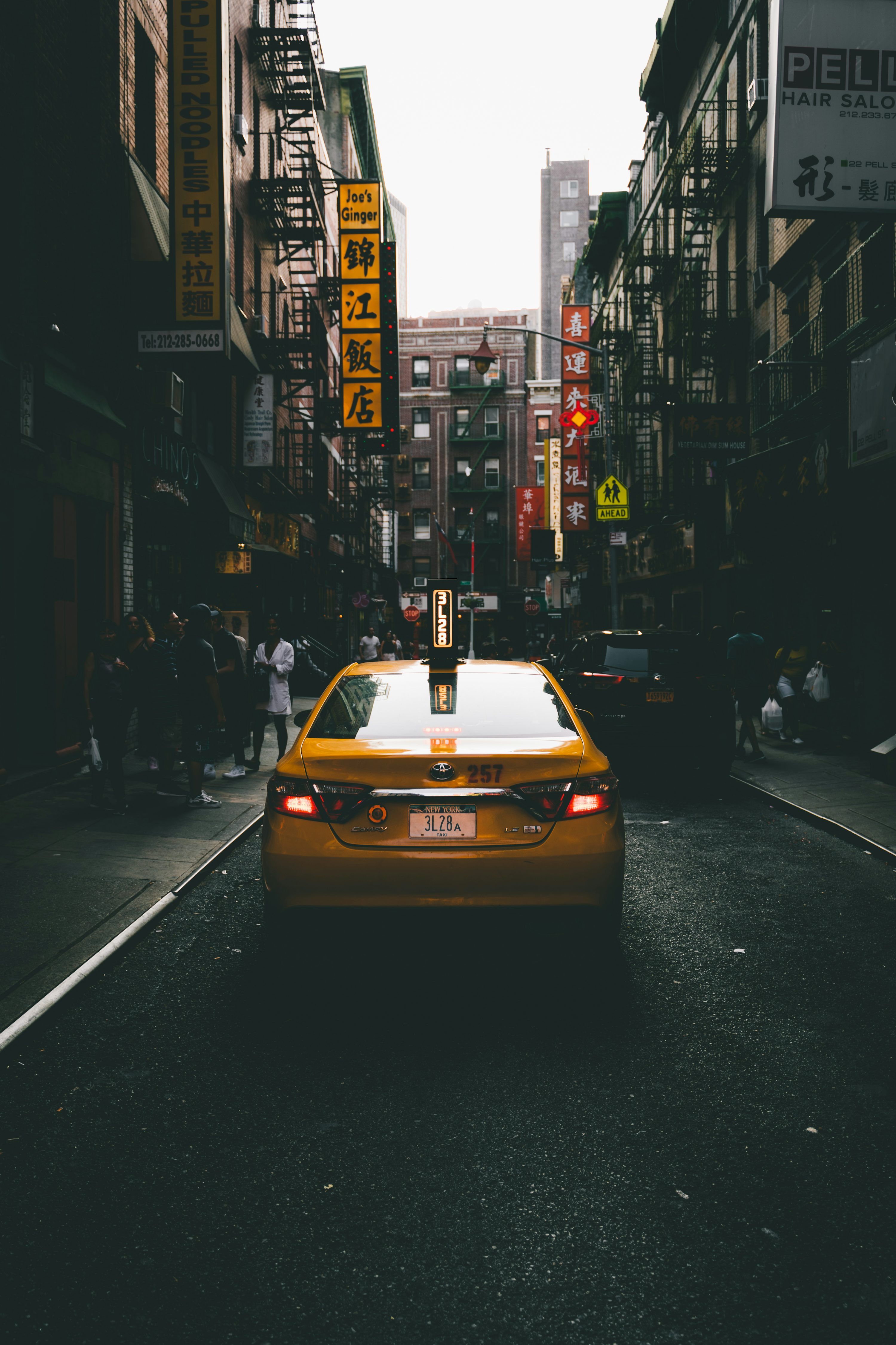 3000x4500 Yellow car on road photo