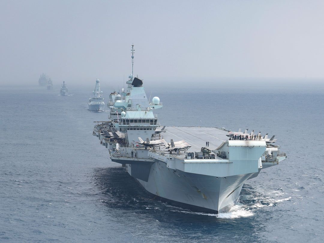 1080x810 HMS Queen Elizabeth (R08) Group Navy Queen Elizabeth Class Aircraft Carrier Photo Print Wall Art Naval Decor UK
