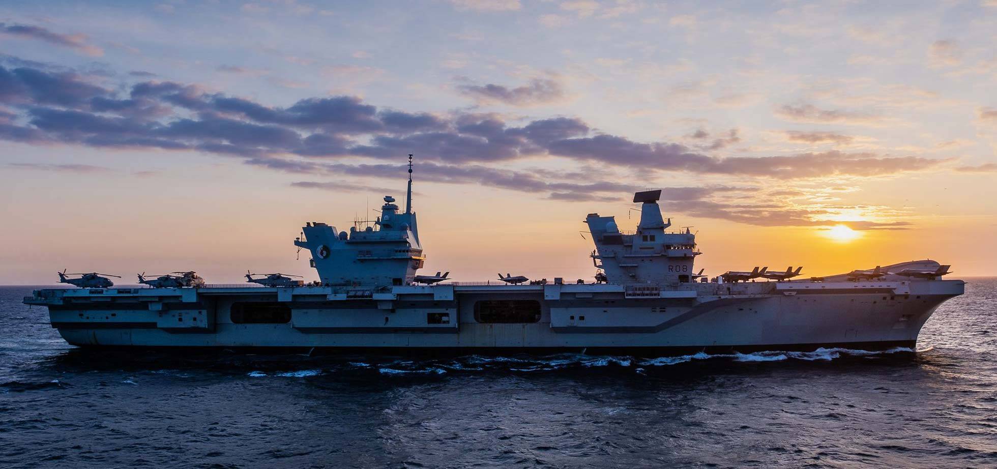 1960x922 HMS Queen Elizabeth joined by supporting warships as the Carrier Strike Group assembles