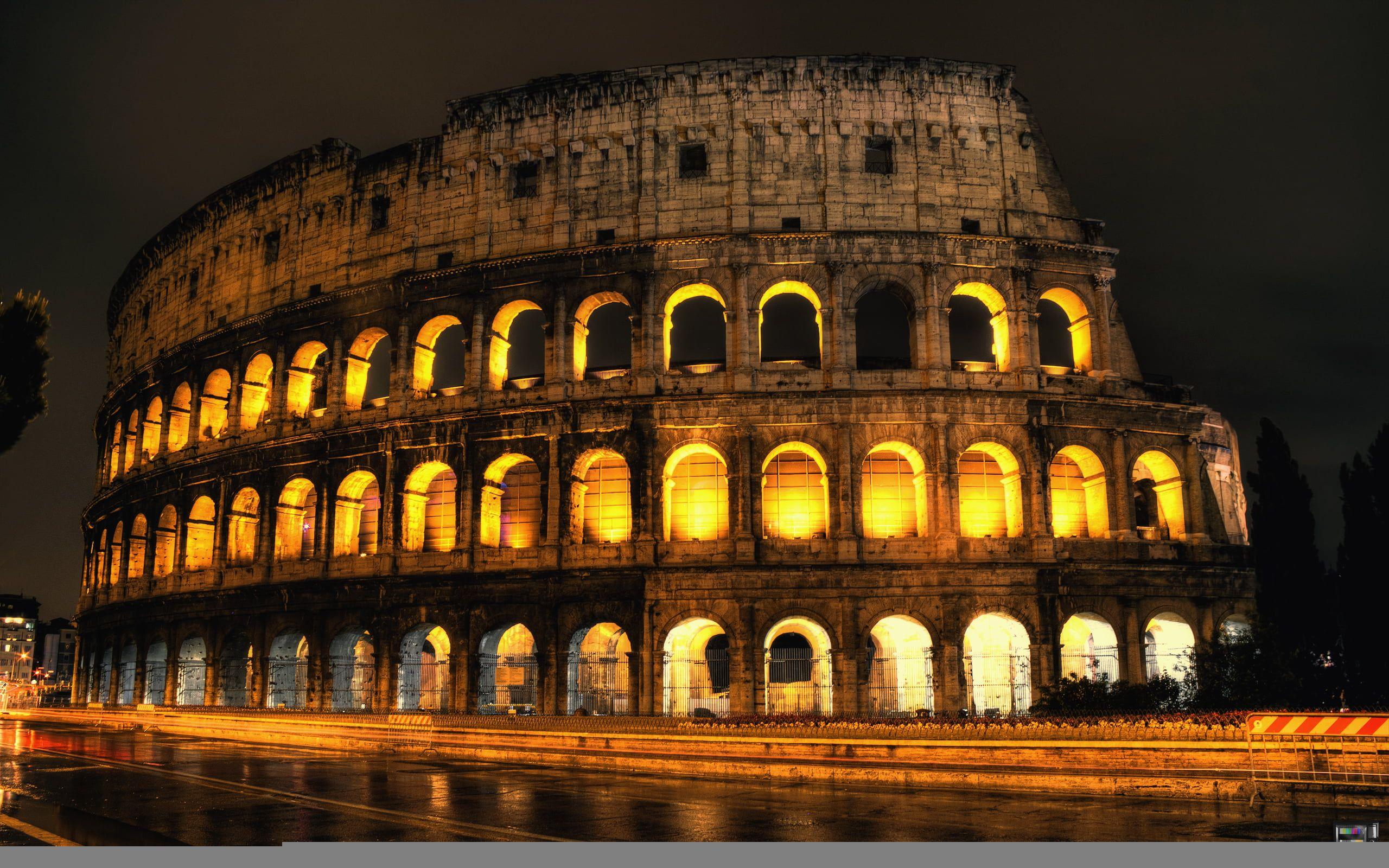 2560x1600 Colosseum, Rome, road, night, lights, backlight, Colosseum, Italy