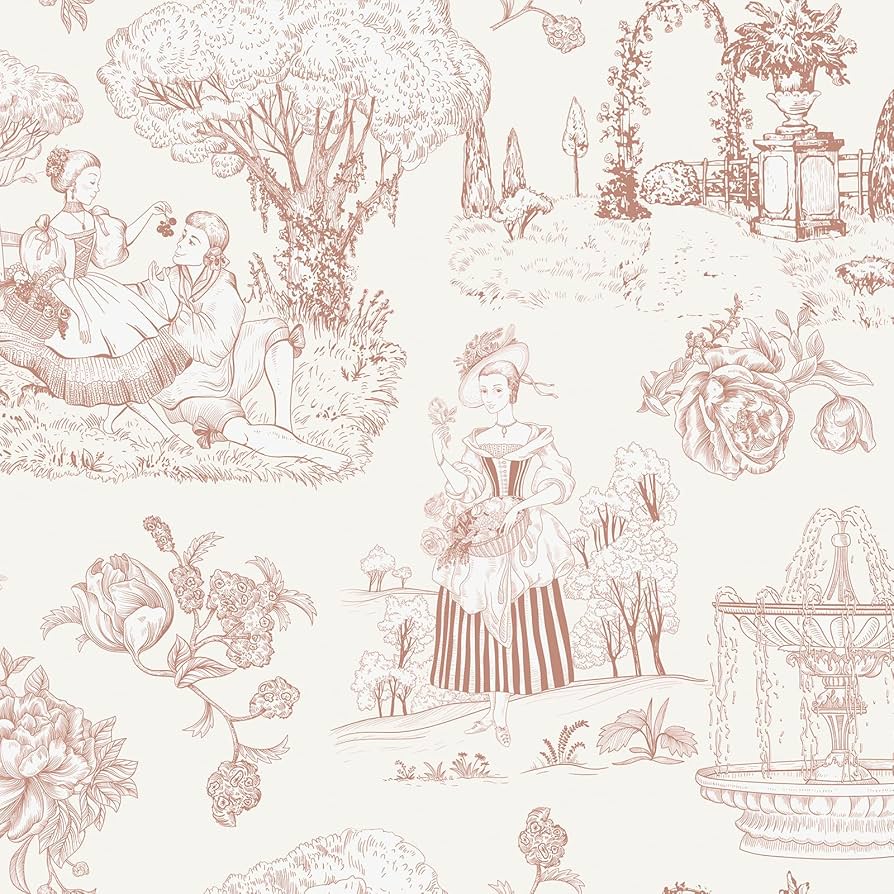 894x894 Livelynine 17.5x276 Pink Wallpaper Stick and Peel Vintage Floral Toile De Jouy Blush Pink Peel