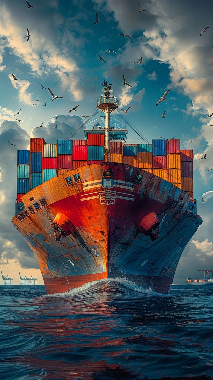816x1456 Free Merchant ship sailing Image, Ocean, Containers