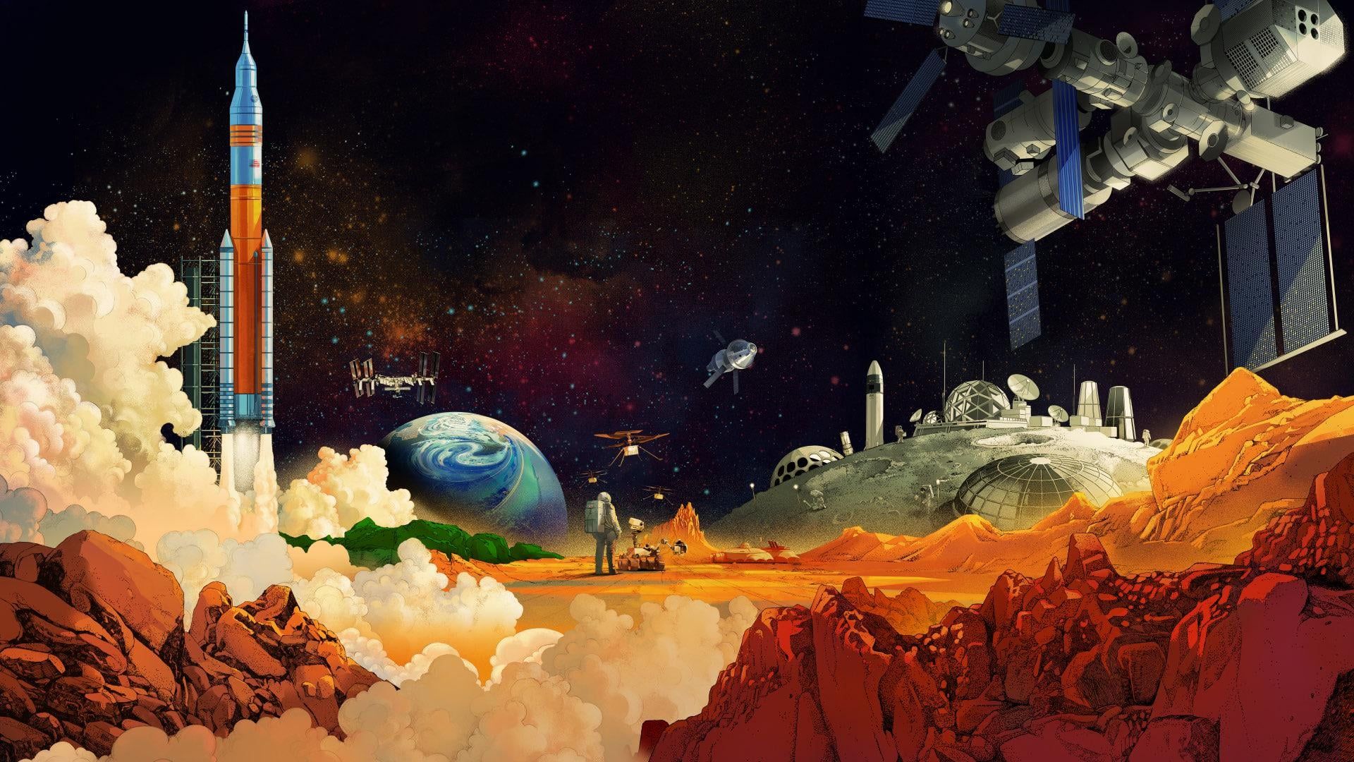 1920x1080 NASA commissioned this banger painting for Artemis