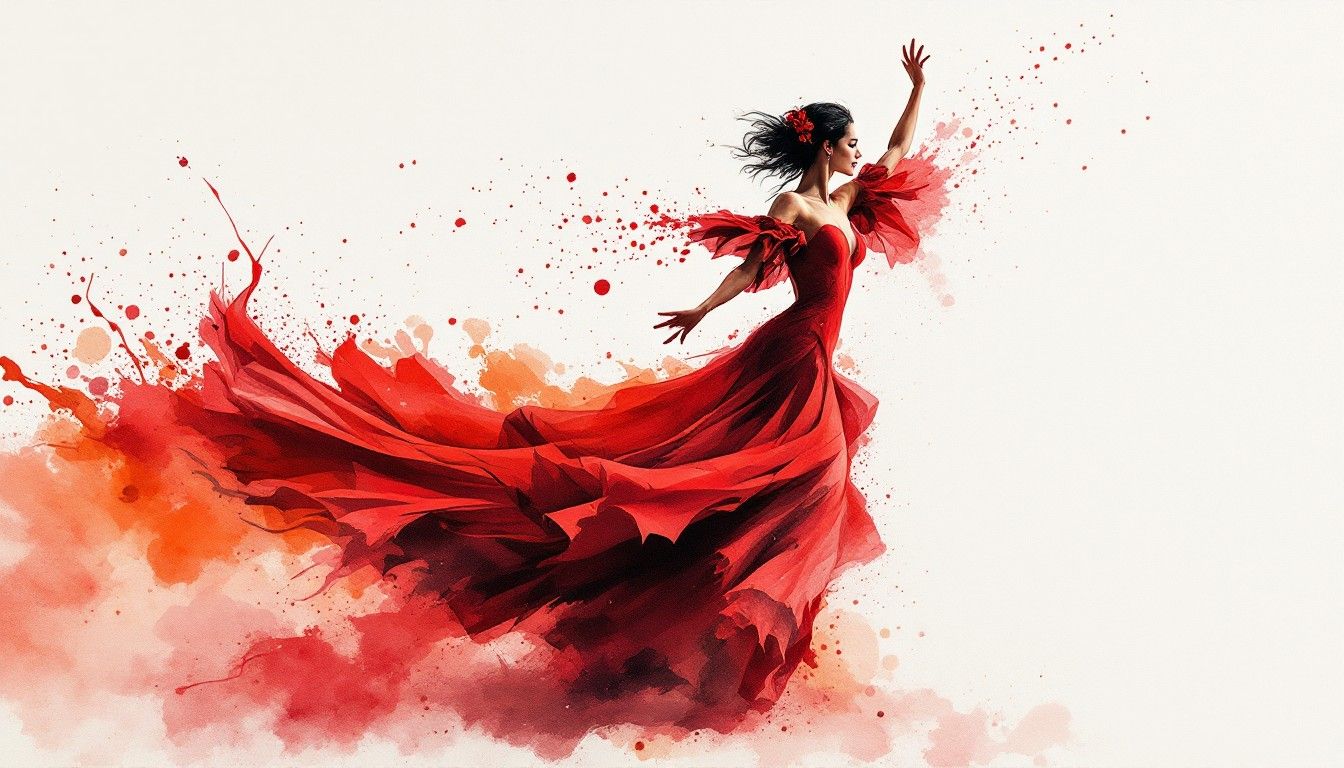 1344x768 Free Flamenco Passion Illustrated Image, Dancer, Woman