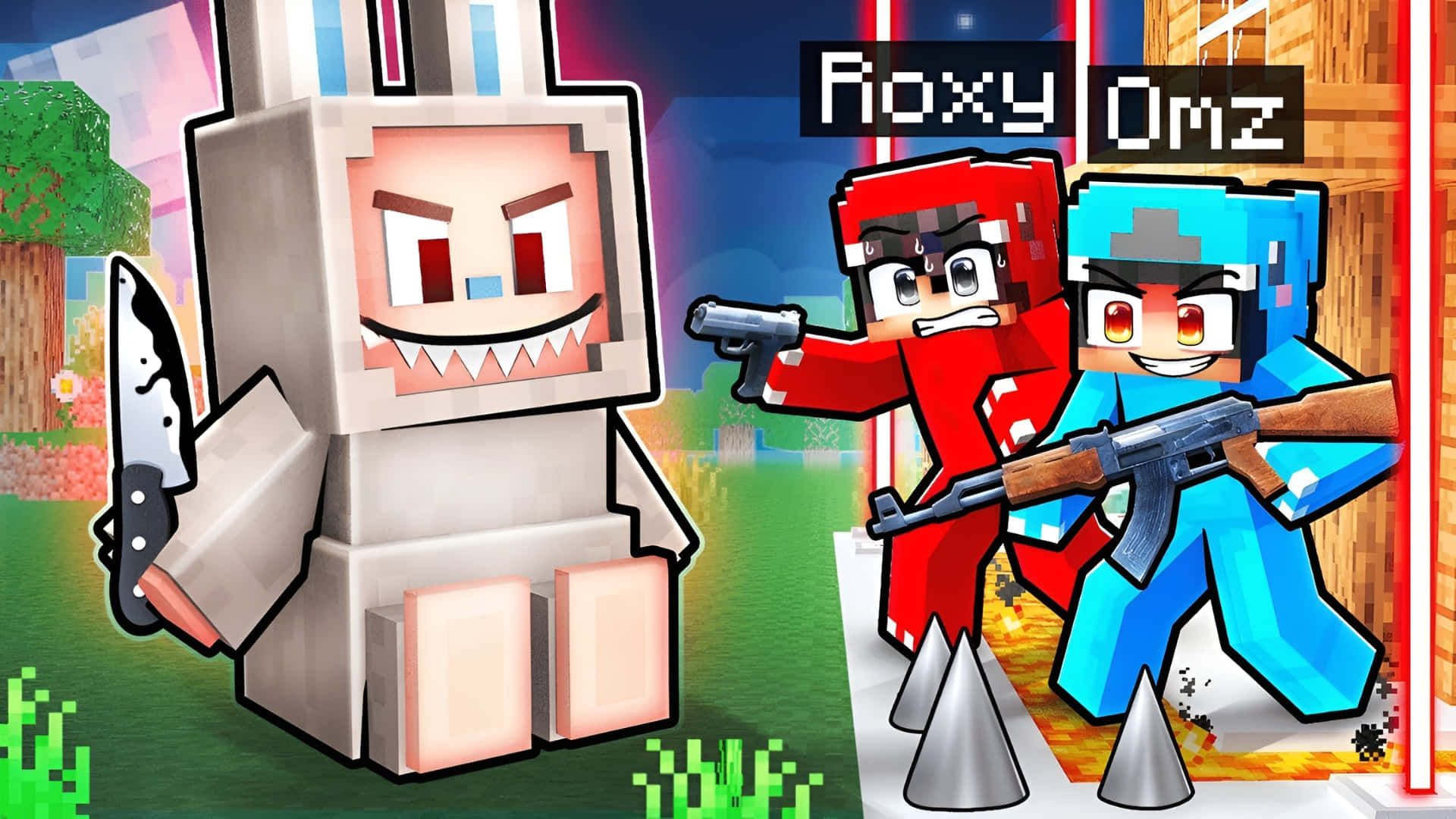 1920x1080 Download Omz And Roxy Minecraft Battle Wallpaper