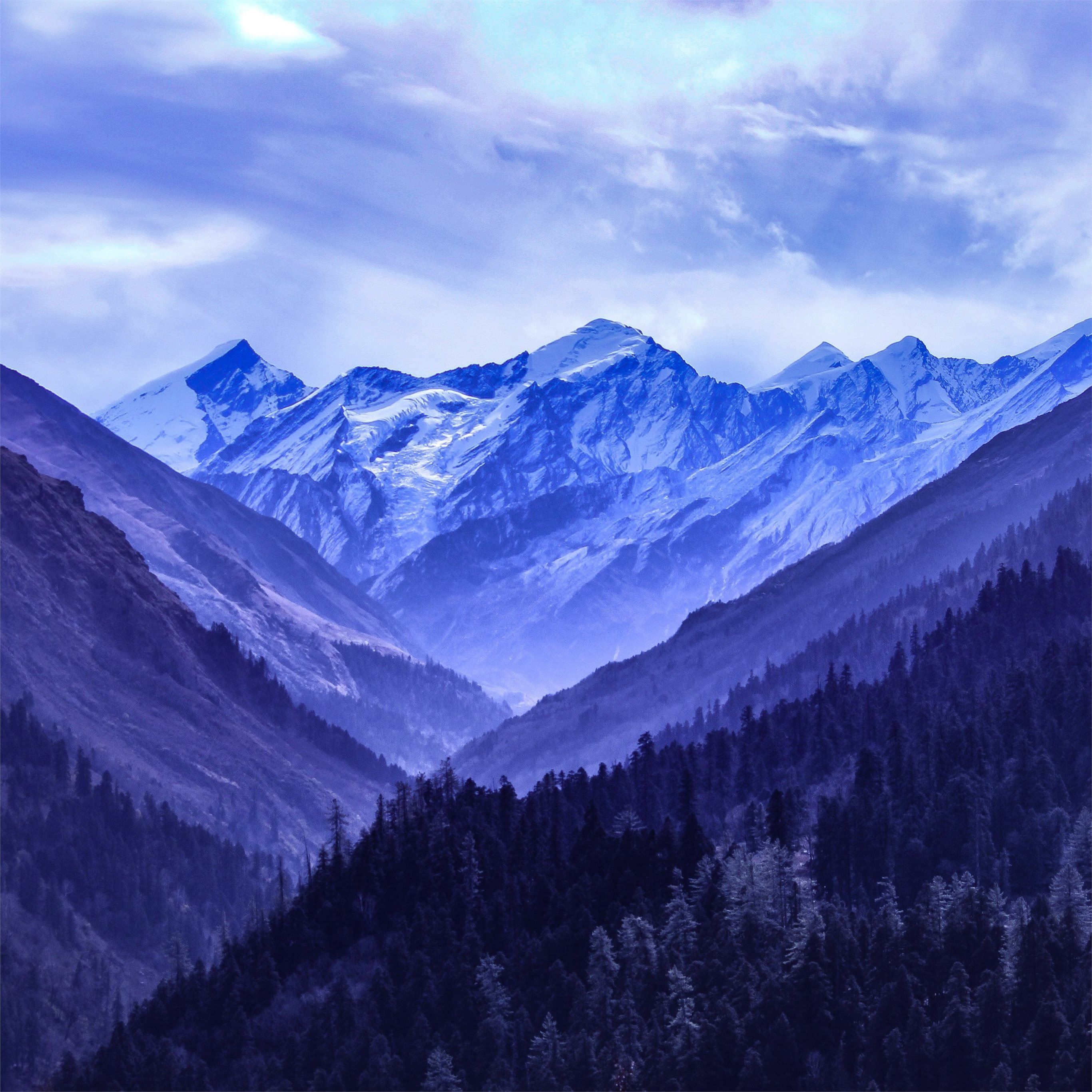 2732x2732 mountain range blue 5k iPad Pro Wallpaper Free Download