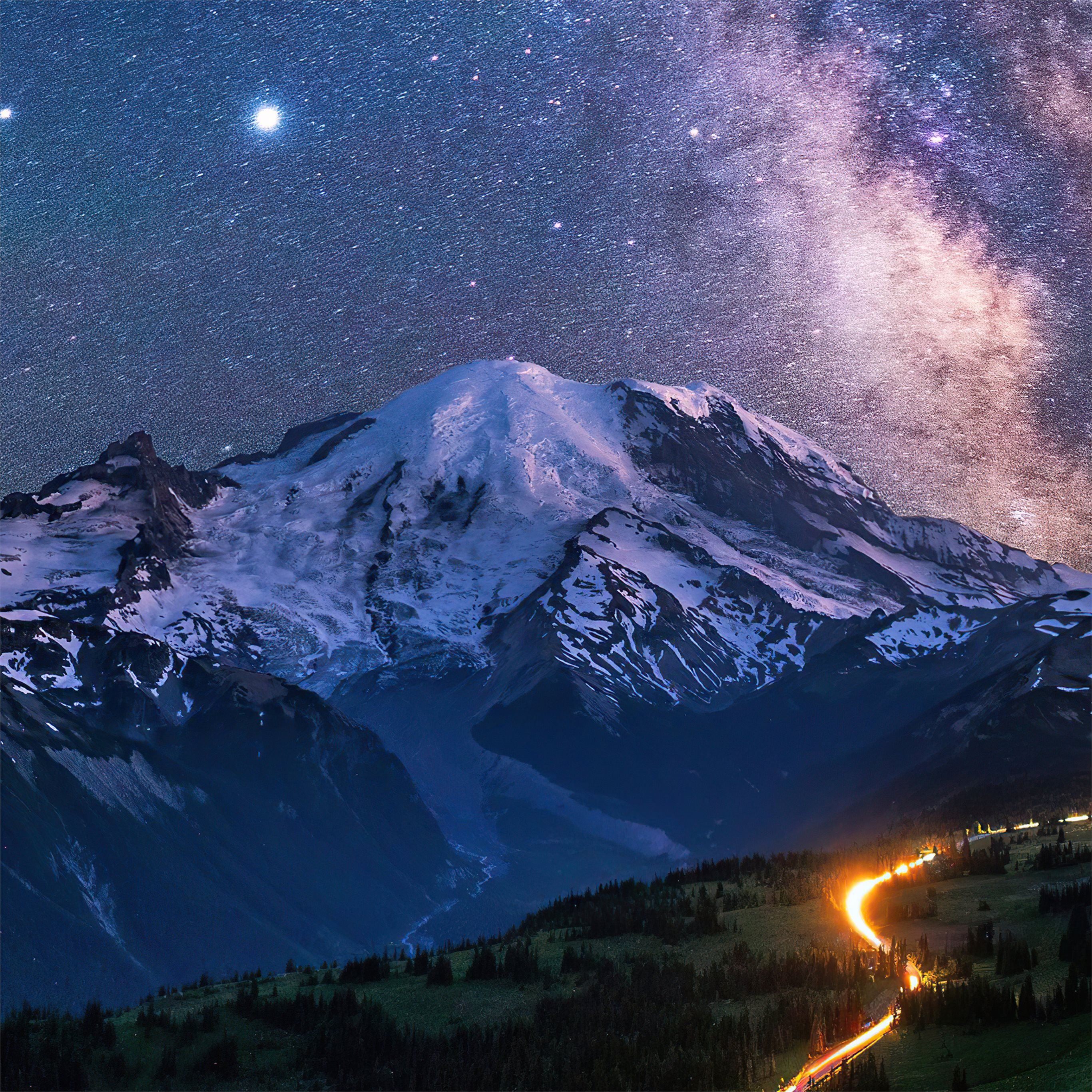 2732x2732 milky way over mountains 4k iPad Pro Wallpaper Free Download