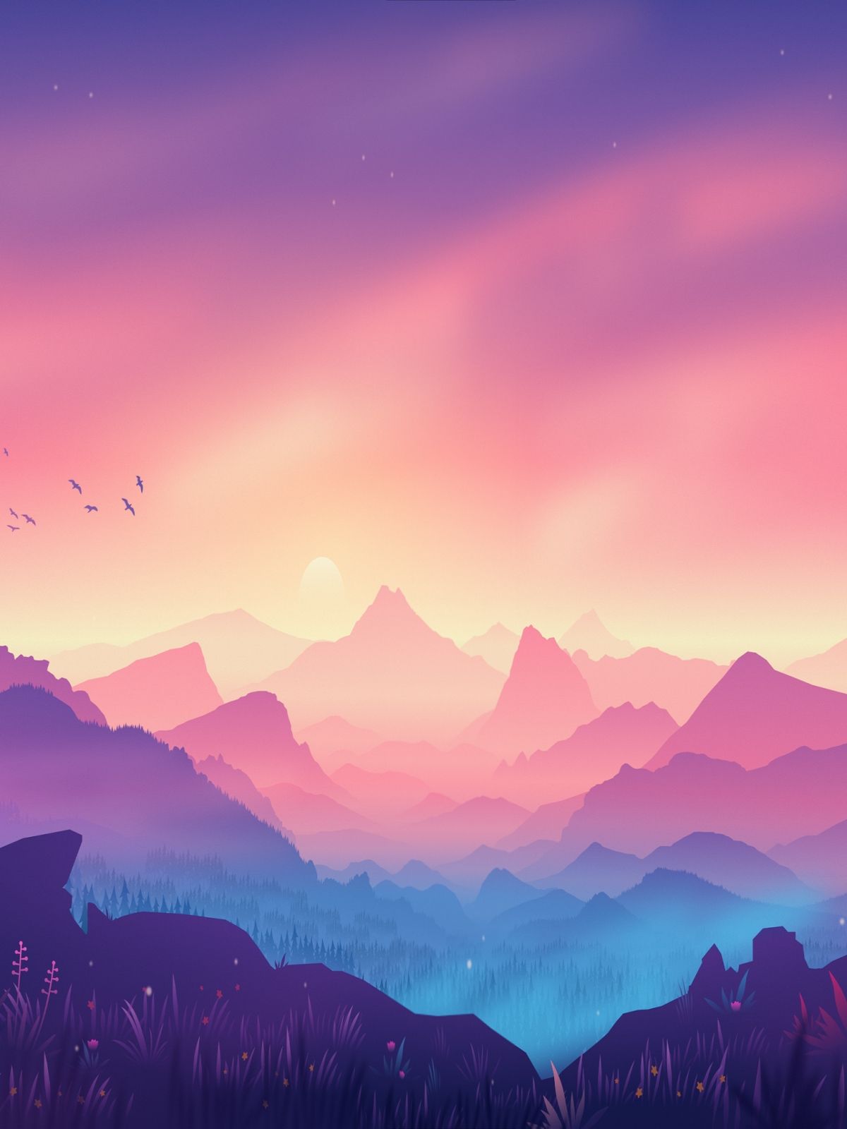 1200x1600 Vibrant Mountains At Sunset