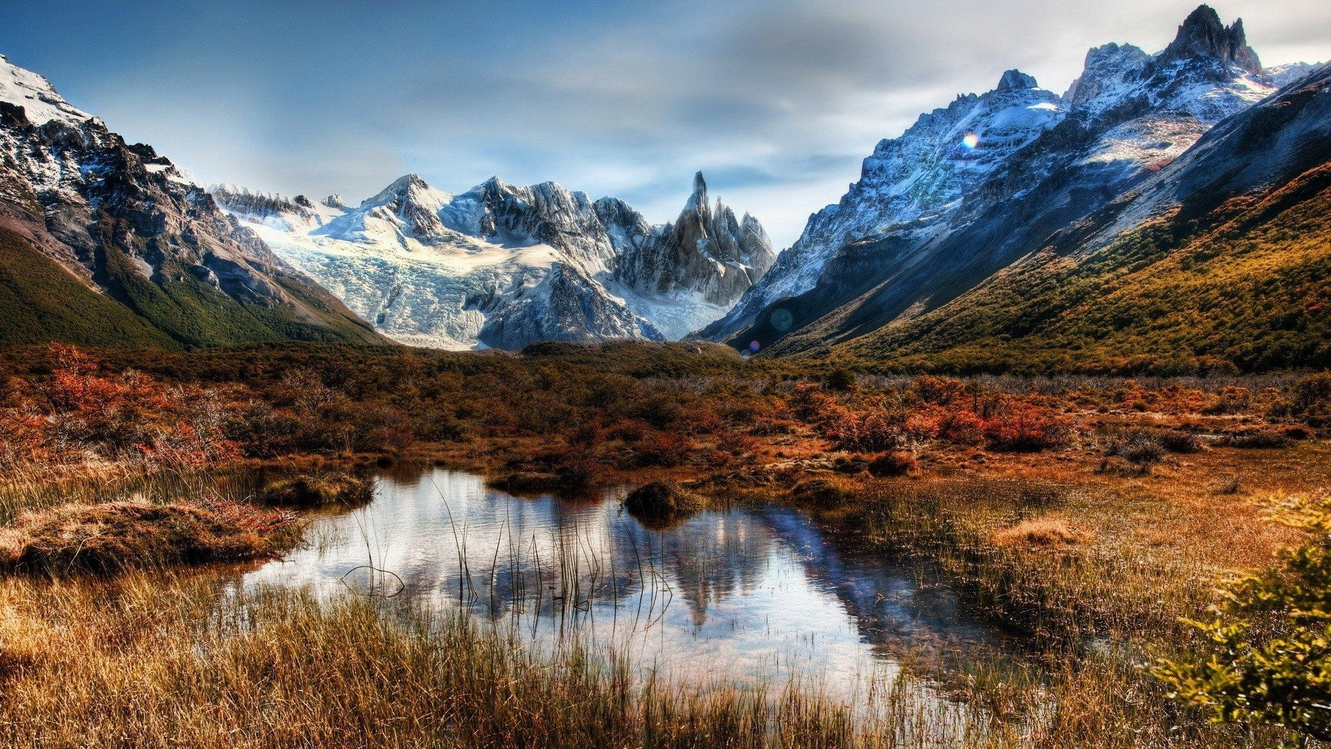 1920x1080 Majestic Mountain Reflections: HD Nature Wallpaper Blissx1080