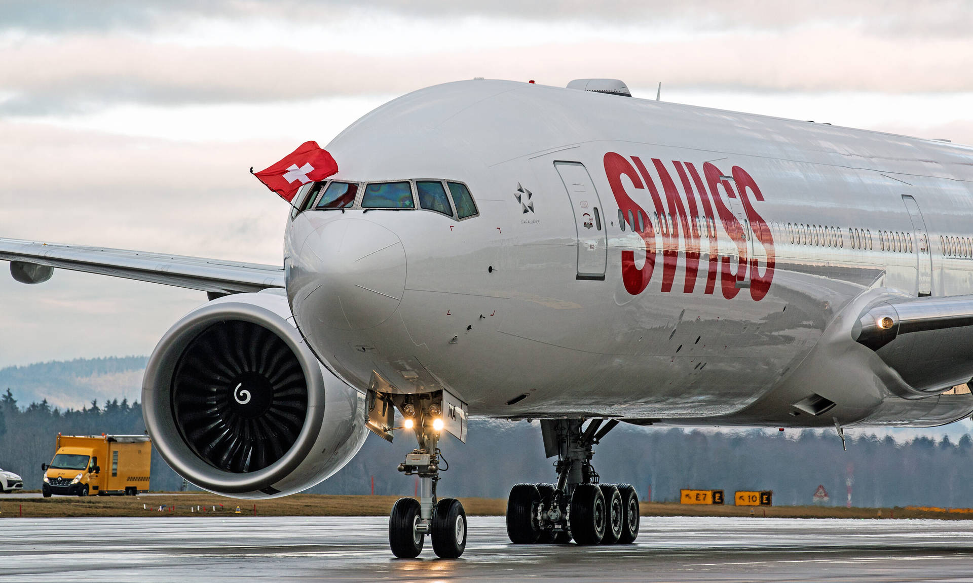 1920x1151 Download Swiss Airlines With The Flag Of Switzerland Wallpaper
