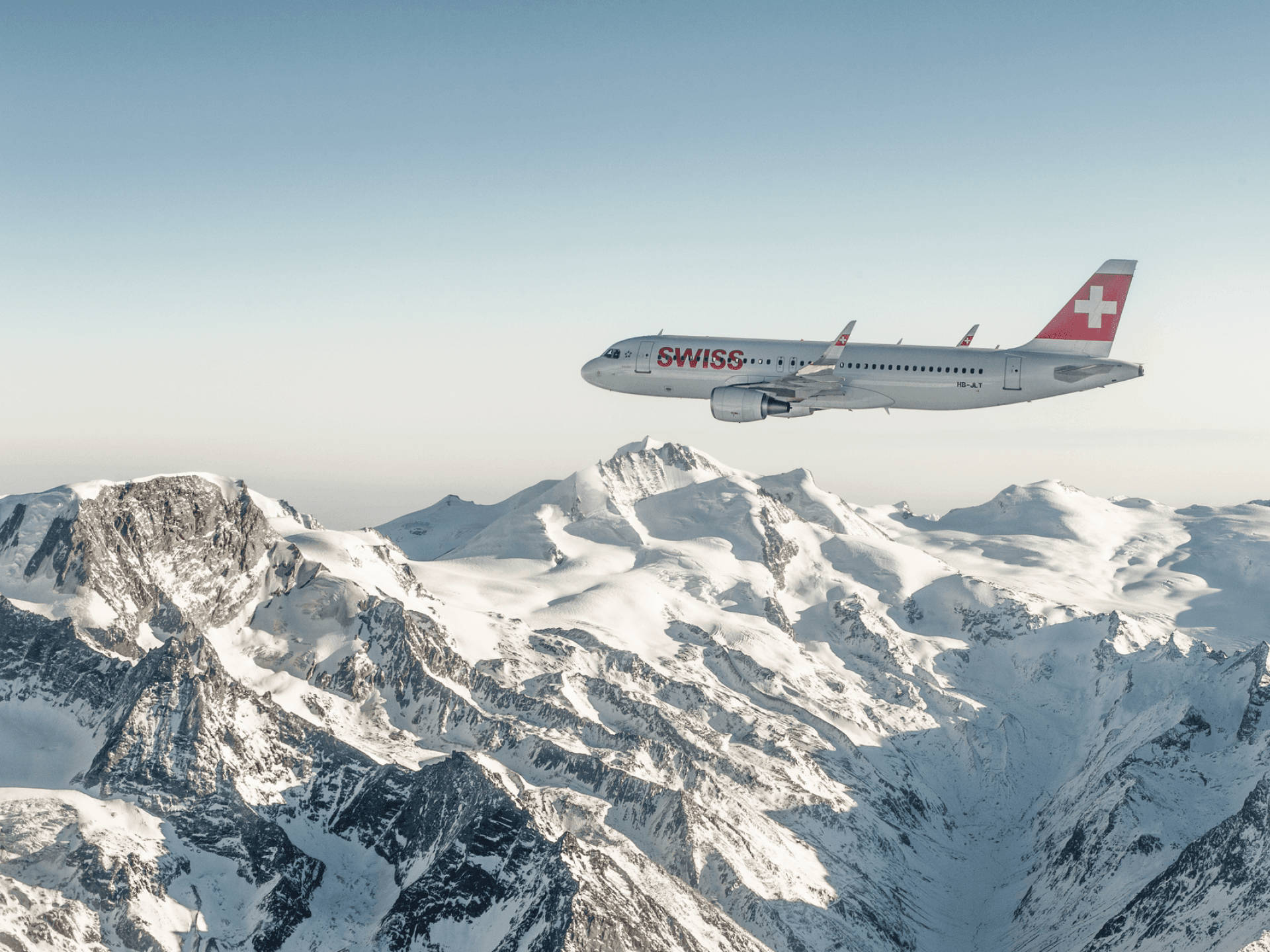 1920x1440 Download Swiss Airlines Aircraft Above The Snow Mountain Wallpaper