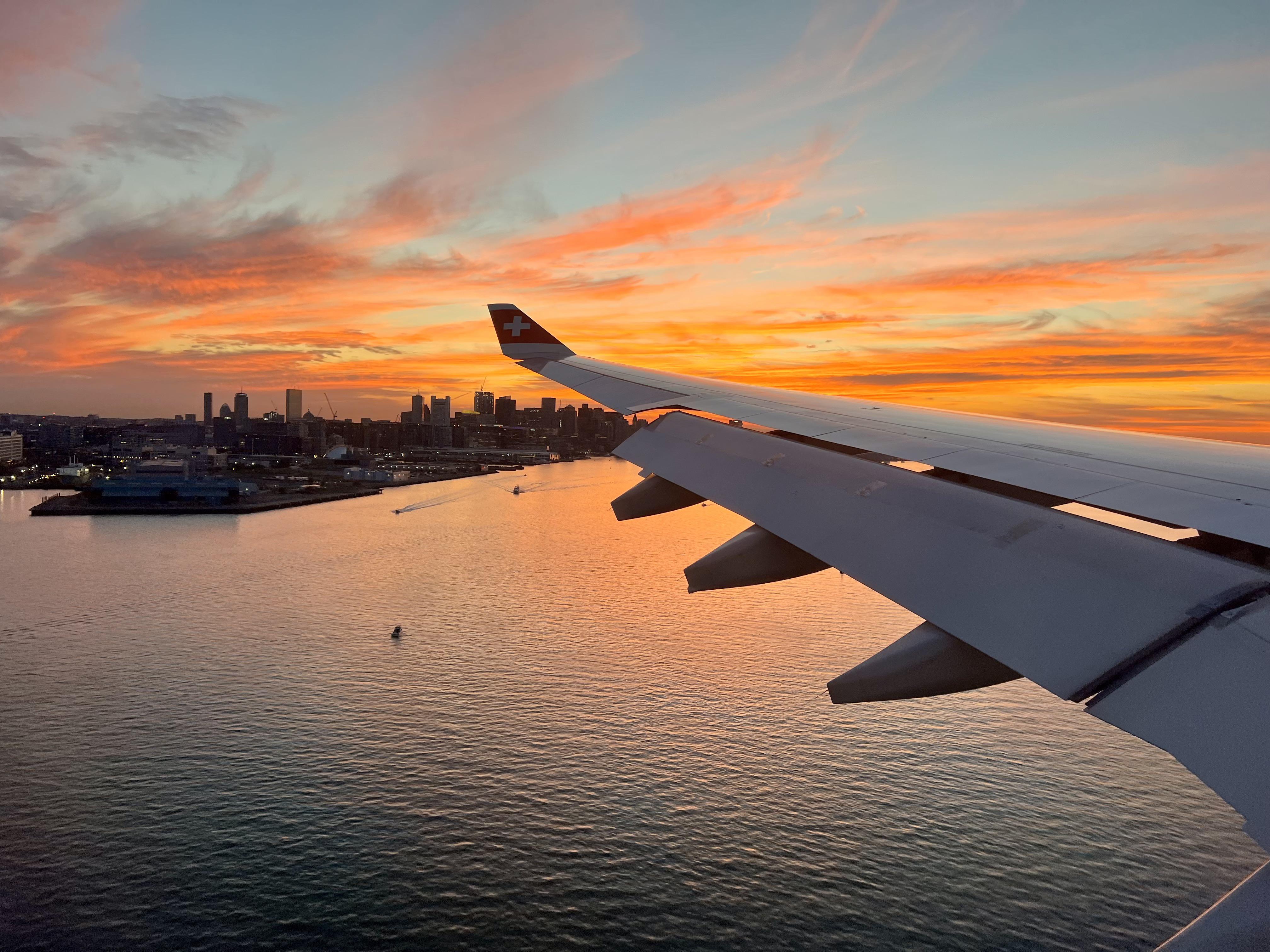 4032x3024 Sunset from Swiss Air A330 while landing in Boston from Zurich