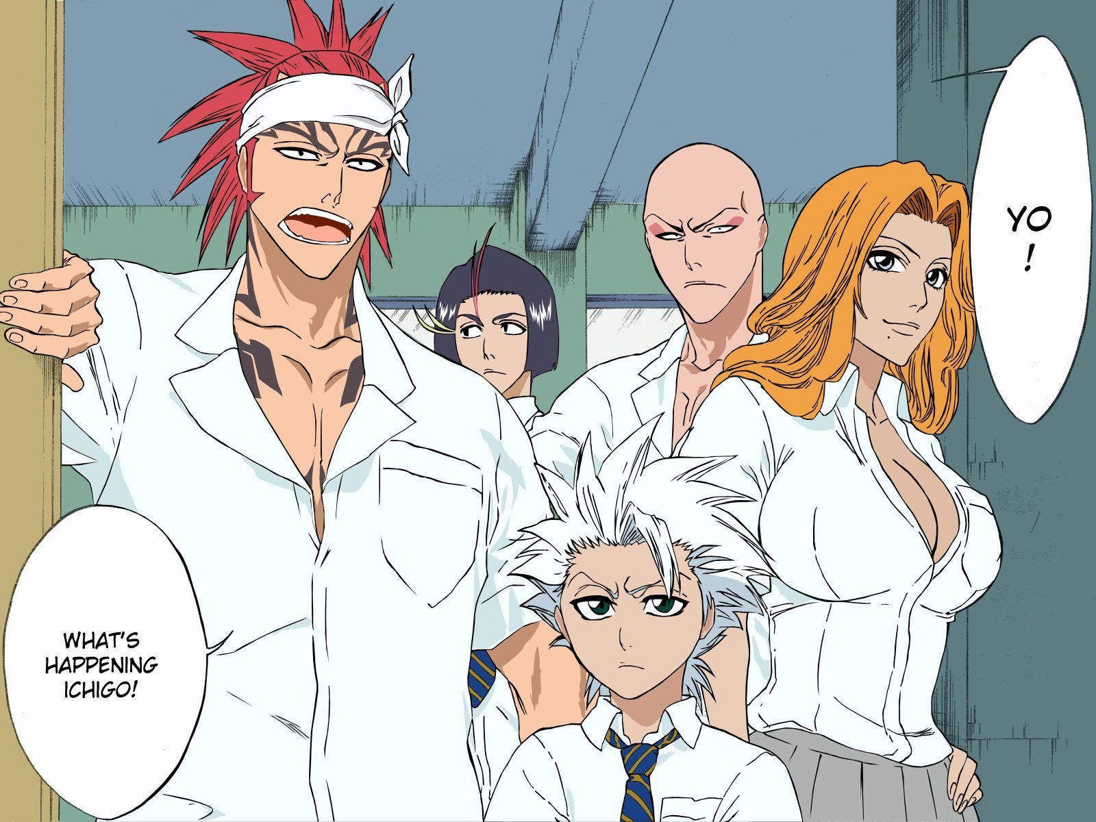1600x1200 Download Yumichika Ayasegawa Ikkaku Madarame Renji Abarai Rangiku Matsumoto Tōshirō Hitsugaya Anime Bleach Wallpaperx1200