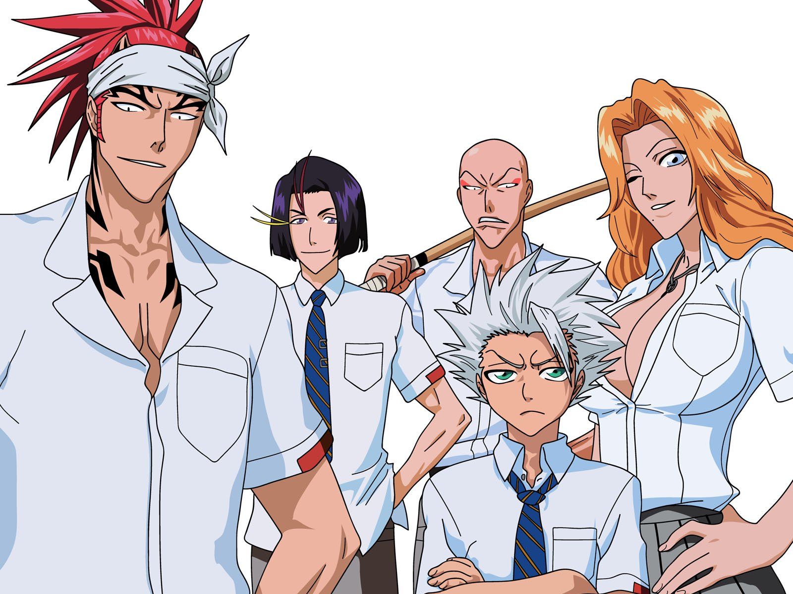 1600x1200 Download Rangiku Matsumoto Tōshirō Hitsugaya Ikkaku Madarame Yumichika Ayasegawa Renji Abarai Anime Bleach Wallpaperx1200