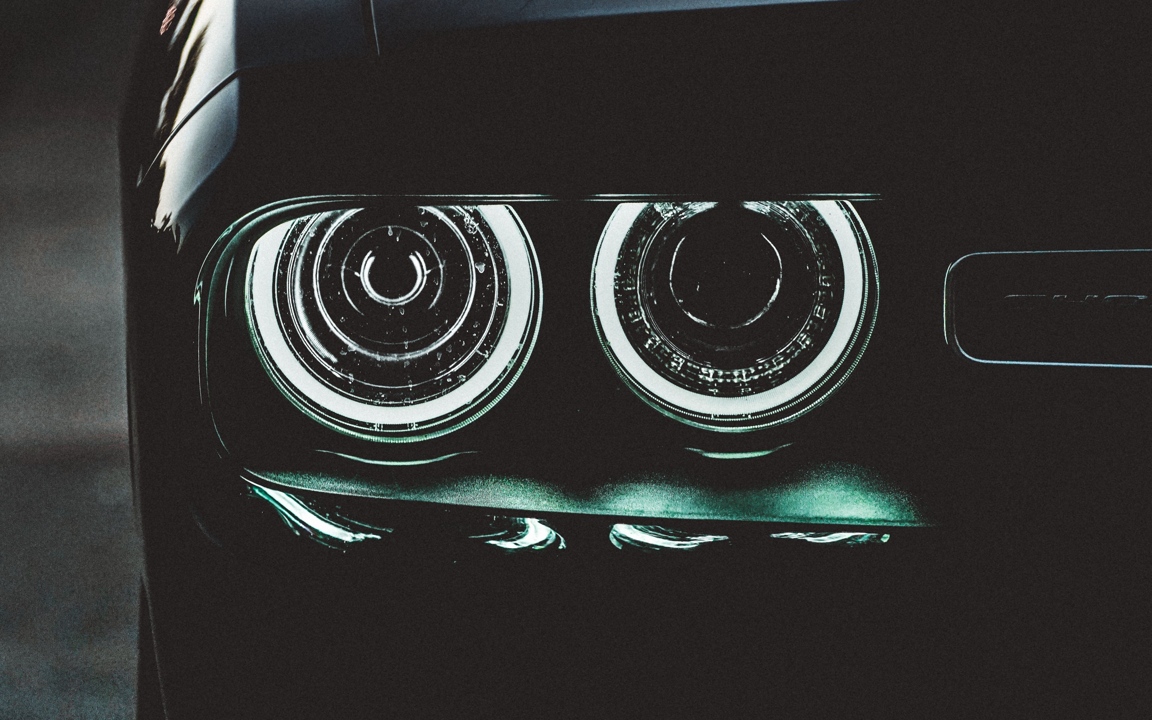 3840x2400 Download wallpaper 3840x2400 car, black, headlights, backlight, dark 4k ultra HD 16:10 HD background