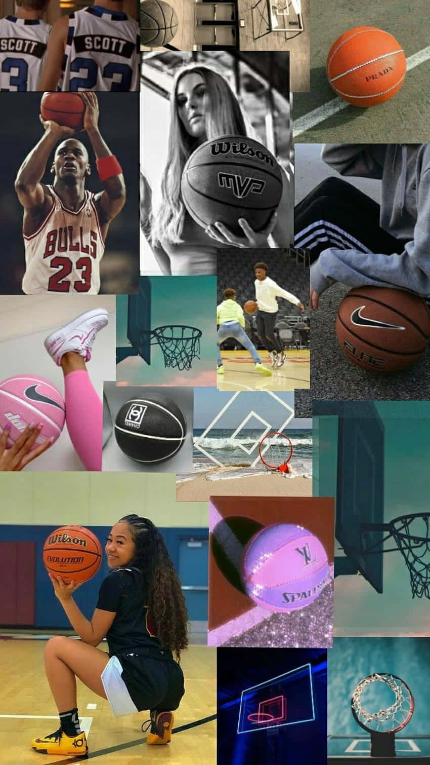 850x1510 Download Basketball Girl Aesthetic Collage Wallpaper