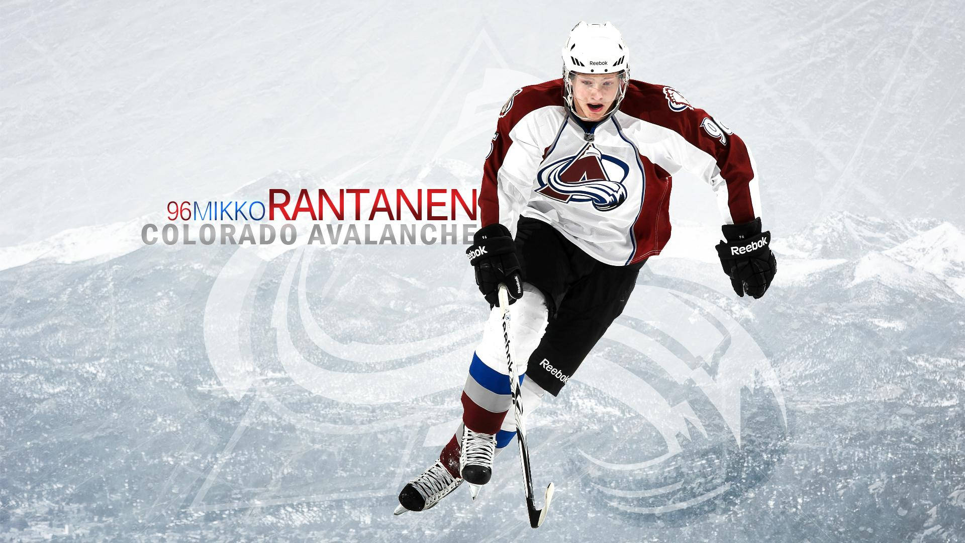 1920x1080 Download Mikko Rantanen Crossed Legs While Skating And Holding Hockey Stick Wallpaper