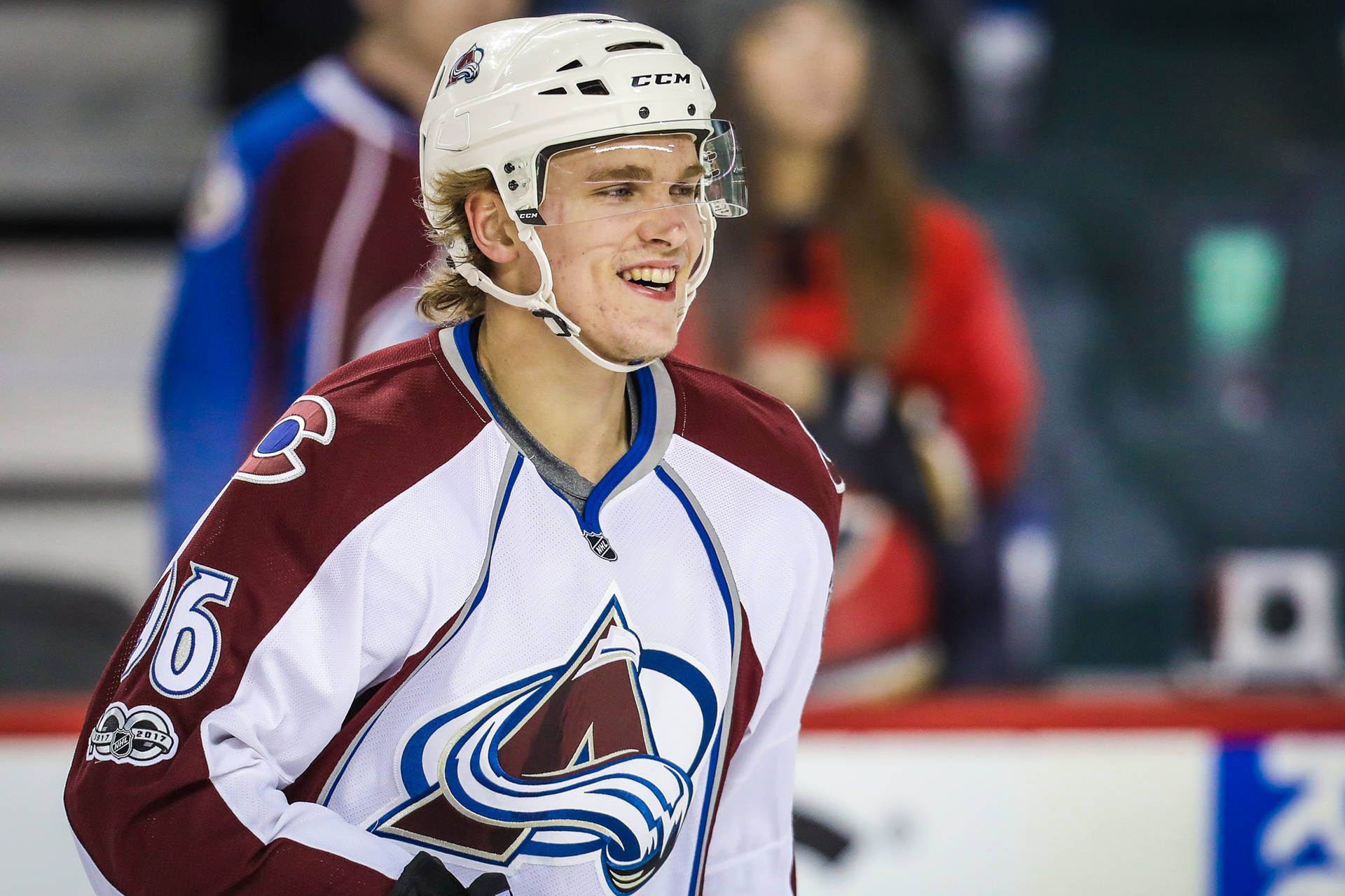 1920x1280 Download Close Up View Of Mikko Rantanen Smiling While Looking In Front Wallpaper