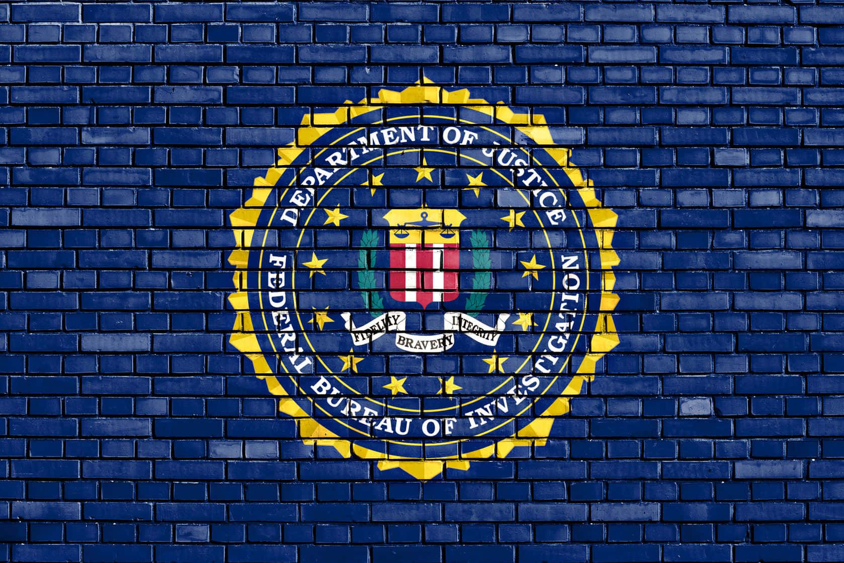 1678x1119 Download The Fbi Logo Is Painted On A Brick Wall