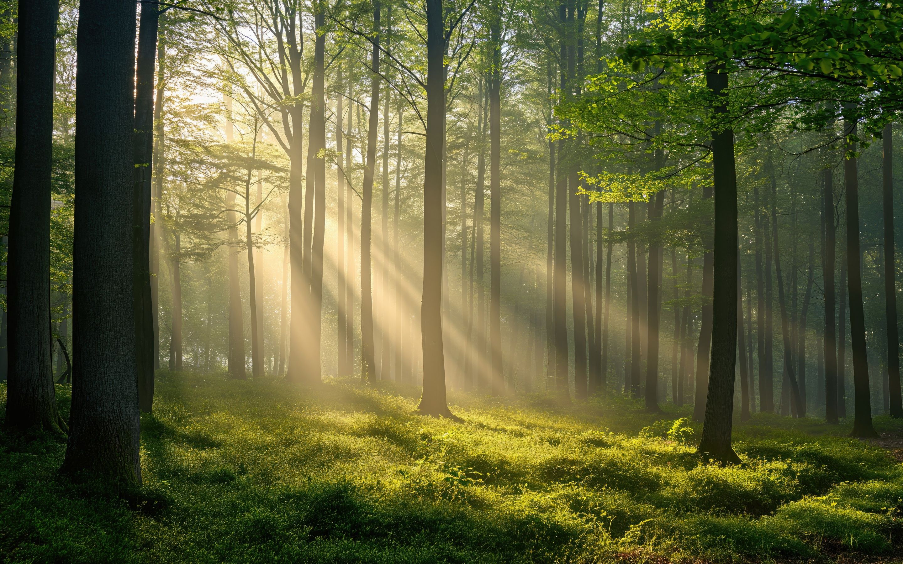 2880x1800 Thick forest Wallpaper 4K, Sunlight, Scenic, 5K, Sun rays