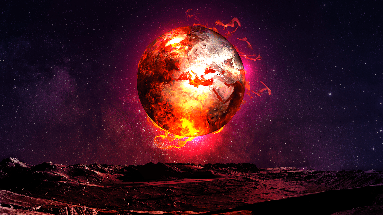 1280x720 Download Planet Fire Flames. Royalty Free Stock Illustration Image