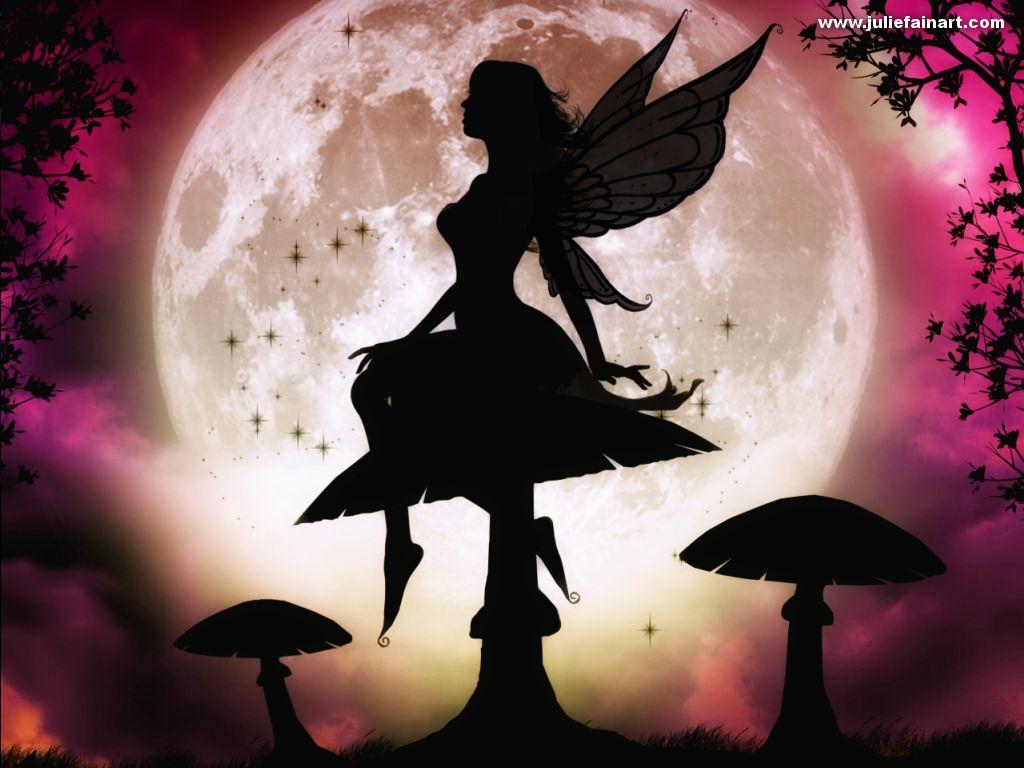 1024x768 Fairy Background Wallpaper: Falling Moon Fairy Background